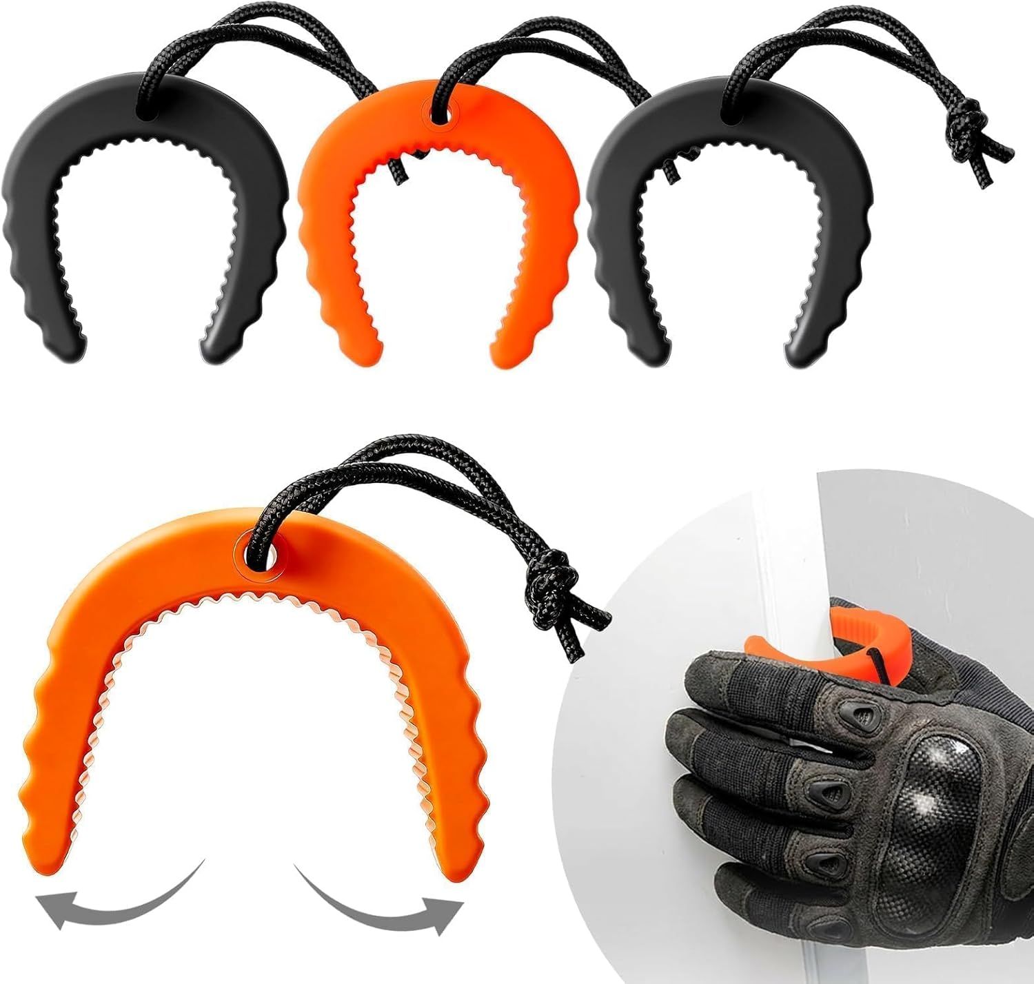 3 Pack First Responder Door Stop Jammer Heavy Duty Rubber Emergency Door Wedge for Police Firefighter EMS Non-Slip Tactical Entry Tool Security Guard Equipment 2 Black 1 Orange Jammer Multi-Surface - Image 1