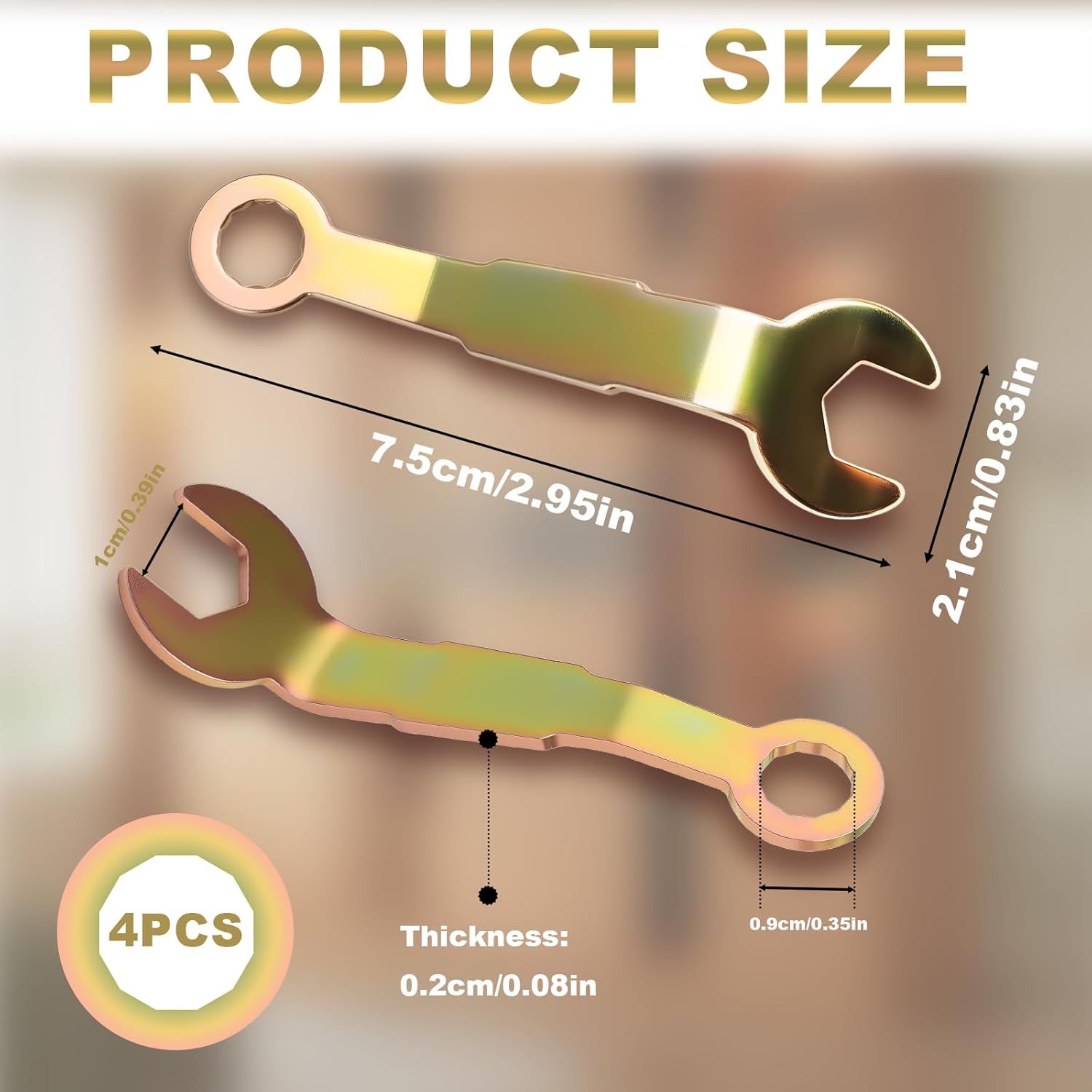 4pcs Pivot Pocket Door Wrench, 0.83'' Pocket Door Wrenches, Adjustment Pocket Wrenches-Rv Pockets Door Adjusting Hardware, Bi-Fold Doors Hardware Adjustment Tool for Folding Door, Sliding Doors Hanger - Image 3