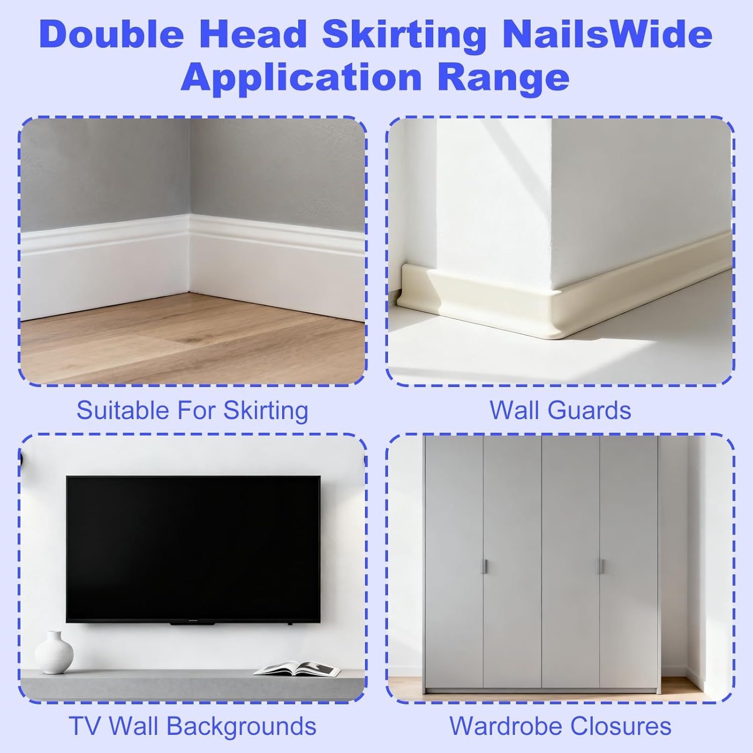 Double Headed Skirting Nails, 50PCS Invisible Seamless Baseboard Screws, Solid Wood Baseboard Double-Headed Nails, Double Sided Nails for Wood, Skirting Line Without Marks Nail for Solid Wood Trim - Image 4