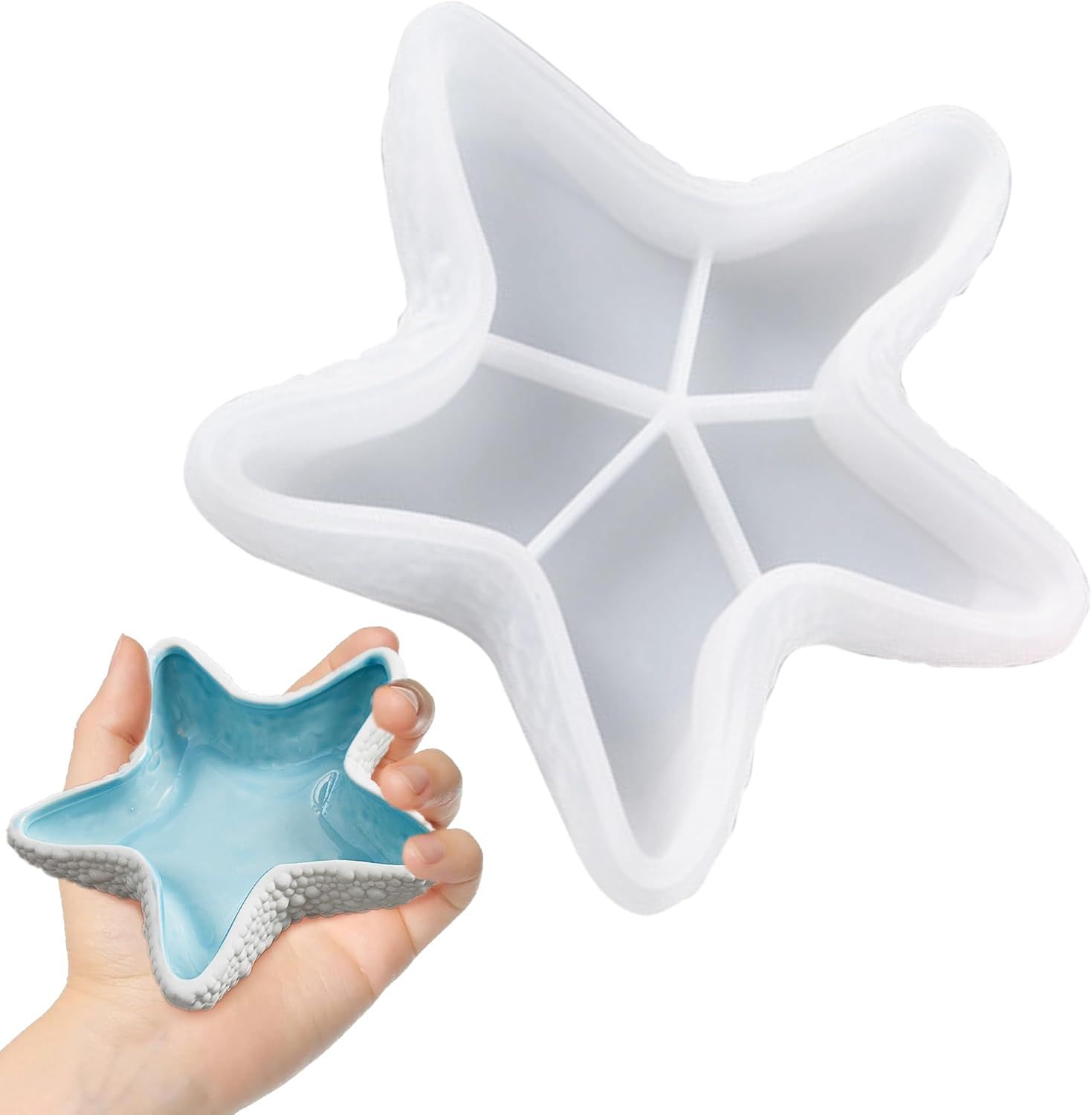 Starfish Tray Silicone Mold, Candle Holder Jewelry Plate Silicone Mold for Epoxy Resin, Trinkets Container Storage Dish Mould for Resin Concrete Cement Art Craft DIY Home Decor - Image 1