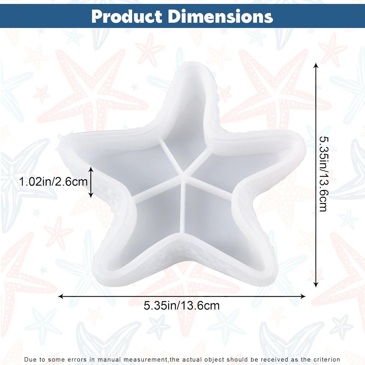 Starfish Tray Silicone Mold, Candle Holder Jewelry Plate Silicone Mold for Epoxy Resin, Trinkets Container Storage Dish Mould for Resin Concrete Cement Art Craft DIY Home Decor - Image 3