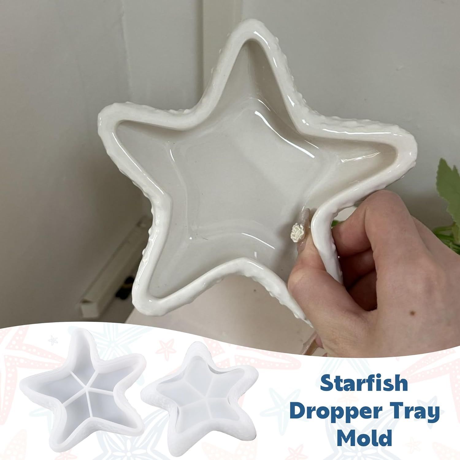 Starfish Tray Silicone Mold, Candle Holder Jewelry Plate Silicone Mold for Epoxy Resin, Trinkets Container Storage Dish Mould for Resin Concrete Cement Art Craft DIY Home Decor - Image 6
