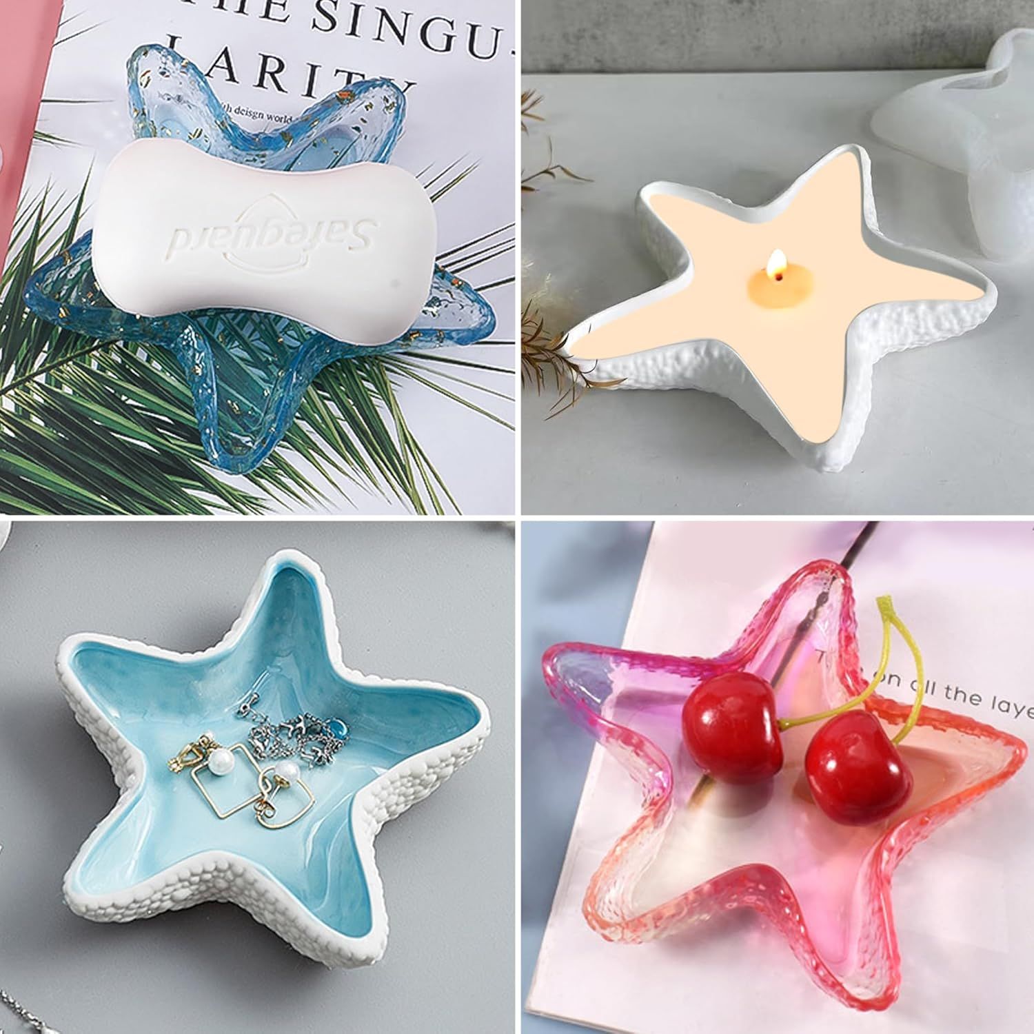 Starfish Tray Silicone Mold, Candle Holder Jewelry Plate Silicone Mold for Epoxy Resin, Trinkets Container Storage Dish Mould for Resin Concrete Cement Art Craft DIY Home Decor - Image 7