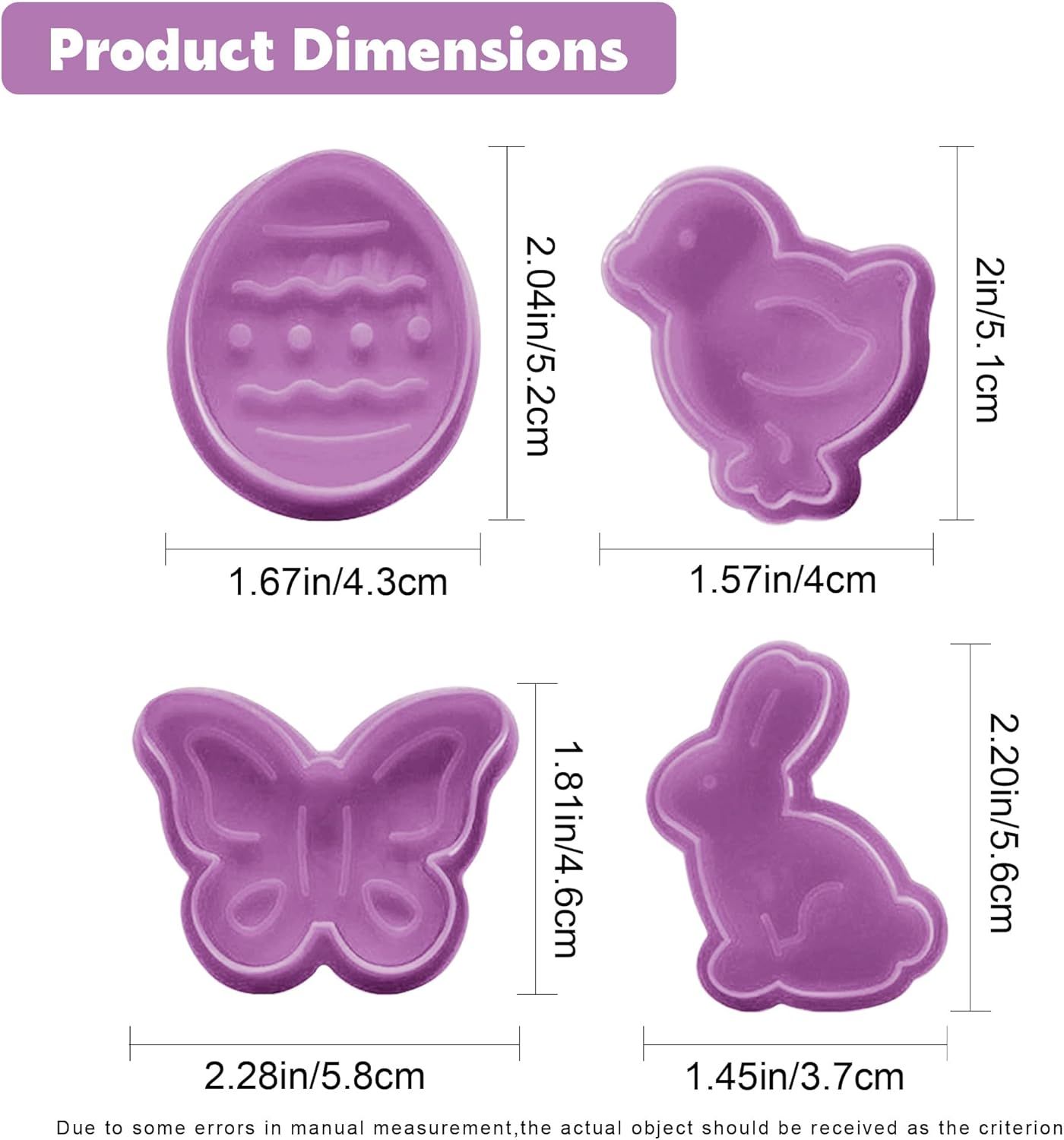 4Pcs Easter Cookie Cutters, Cartoon Easter Cookie Stamps, Cute Bunny Eggs Chick Butterfly Shapes Spring Biscuit Cutters Plastic Kitchen Tool for Fondant Cookie Baking Holiday Birthday Party Supplies - Image 3