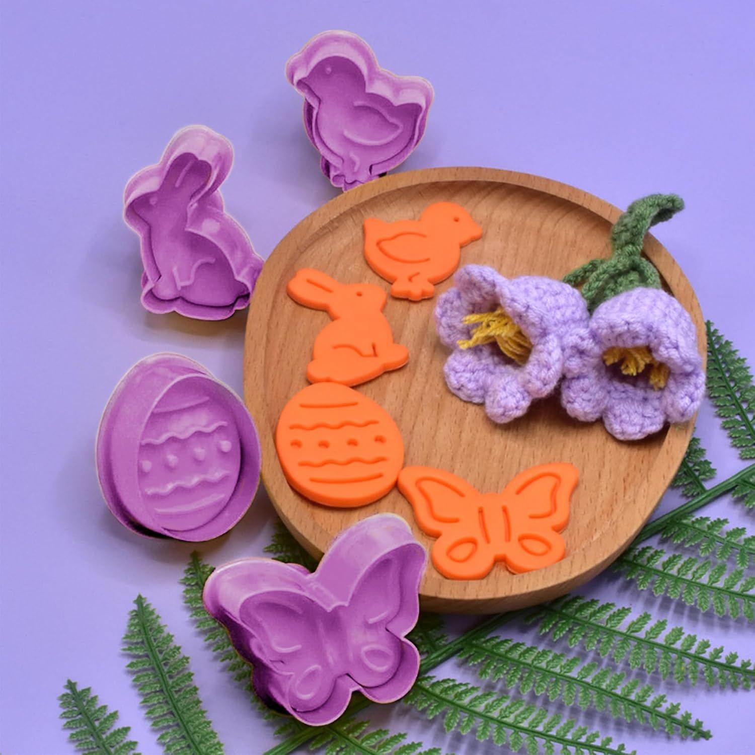 4Pcs Easter Cookie Cutters, Cartoon Easter Cookie Stamps, Cute Bunny Eggs Chick Butterfly Shapes Spring Biscuit Cutters Plastic Kitchen Tool for Fondant Cookie Baking Holiday Birthday Party Supplies - Image 5