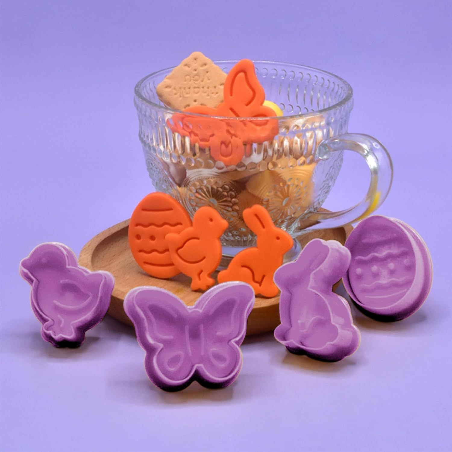4Pcs Easter Cookie Cutters, Cartoon Easter Cookie Stamps, Cute Bunny Eggs Chick Butterfly Shapes Spring Biscuit Cutters Plastic Kitchen Tool for Fondant Cookie Baking Holiday Birthday Party Supplies - Image 7