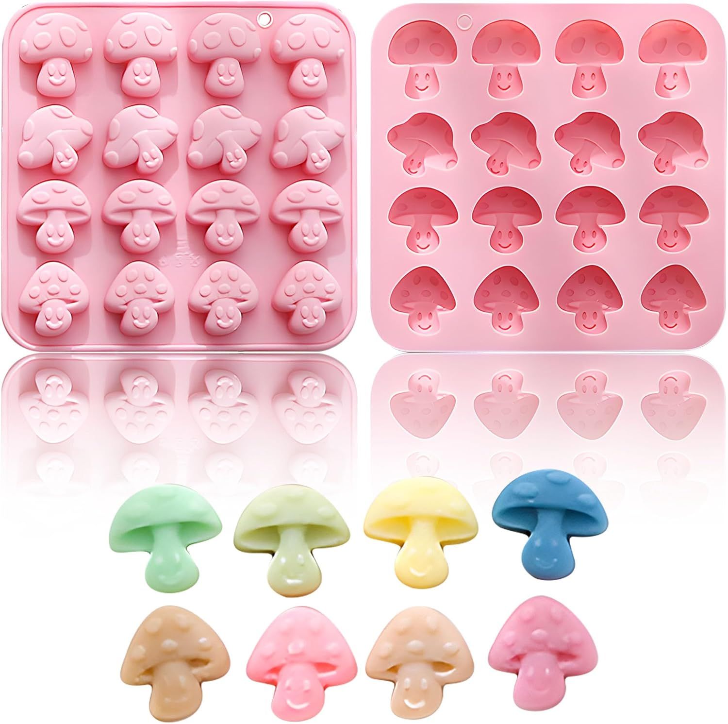 Mushroom Chocolate Mold,16-Cavity Mushroom Silicone Mold Mushroom Shaped Candy Fondant Mold for Chocolate, Candy, Fondant, Polymer Clay, Gummy,Cake Decoration - Image 1