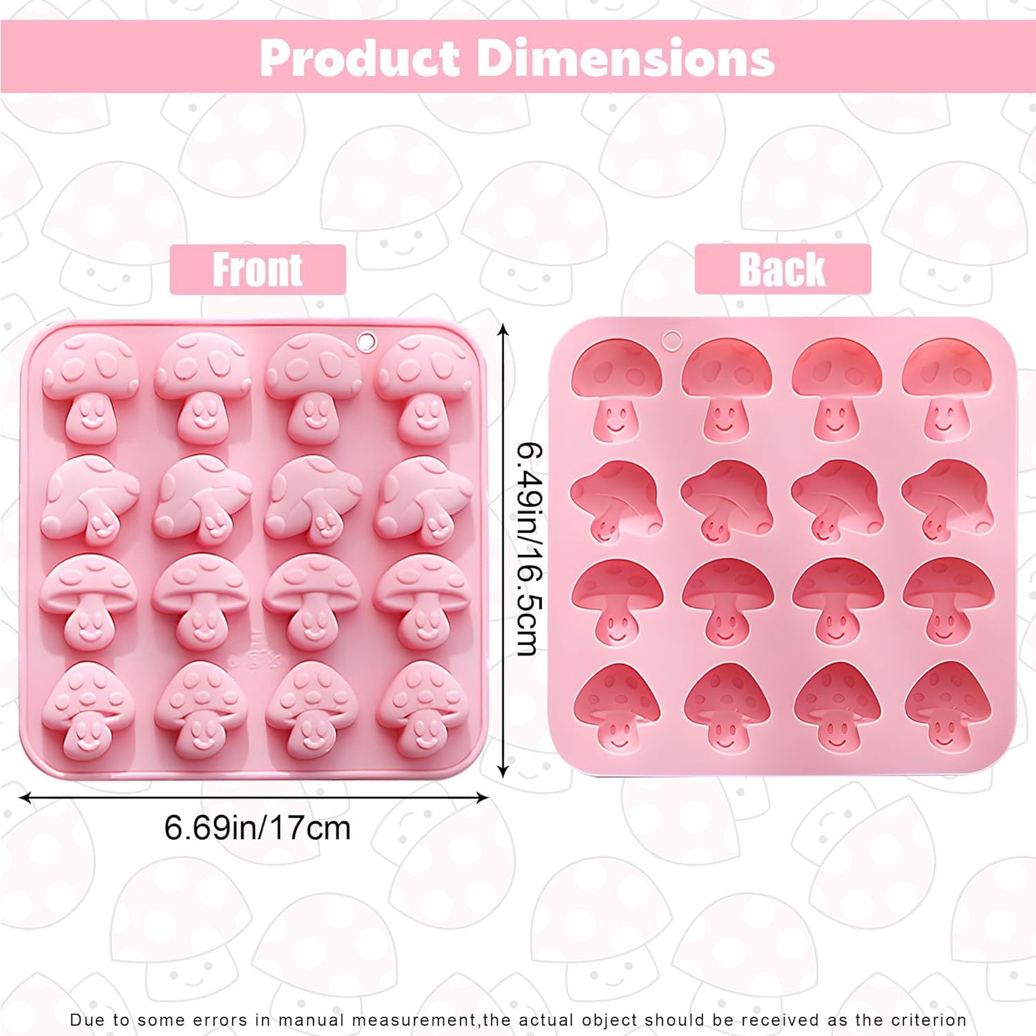 Mushroom Chocolate Mold,16-Cavity Mushroom Silicone Mold Mushroom Shaped Candy Fondant Mold for Chocolate, Candy, Fondant, Polymer Clay, Gummy,Cake Decoration - Image 3