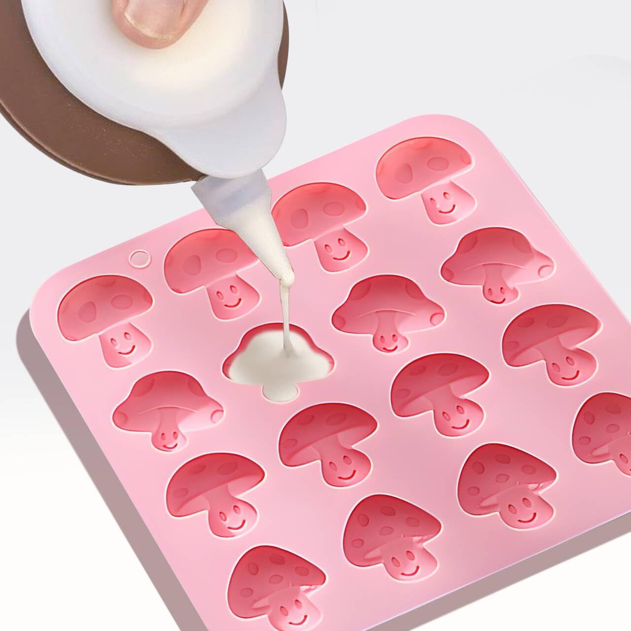 Mushroom Chocolate Mold,16-Cavity Mushroom Silicone Mold Mushroom Shaped Candy Fondant Mold for Chocolate, Candy, Fondant, Polymer Clay, Gummy,Cake Decoration - Image 5