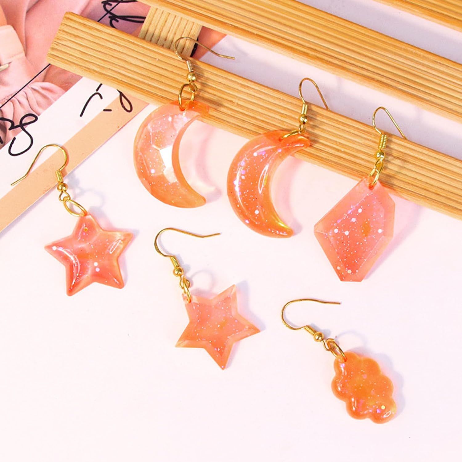 3Pcs Resin Jewelry Molds, Jewelry Molds for Epoxy Resin, Star Silicone Molds with 40Pcs Jump Rings, Jewelry Making Kit with Hole for DIY Crafts Pendant Earring Necklace (Star) - Image 4