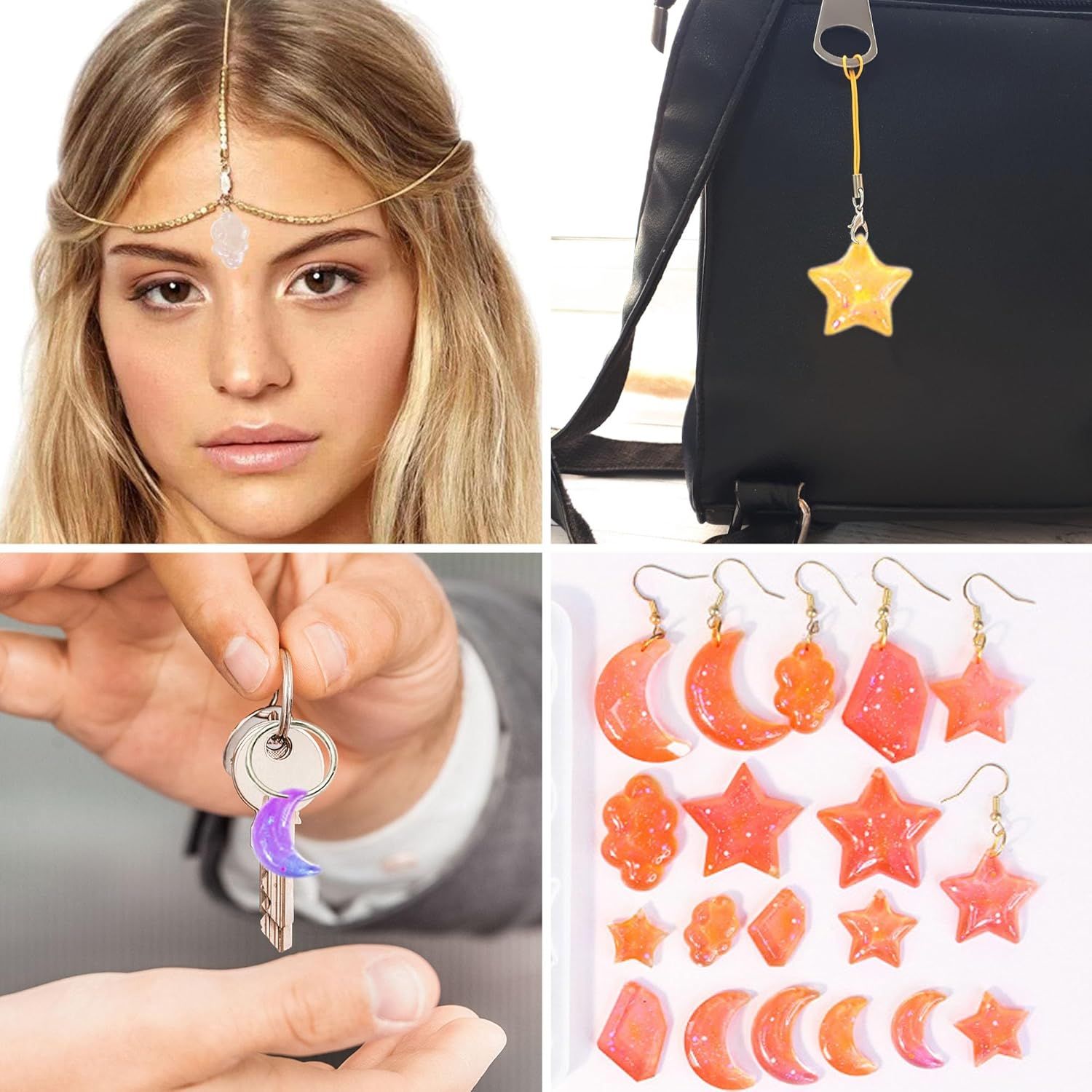 3Pcs Resin Jewelry Molds, Jewelry Molds for Epoxy Resin, Star Silicone Molds with 40Pcs Jump Rings, Jewelry Making Kit with Hole for DIY Crafts Pendant Earring Necklace (Star) - Image 7