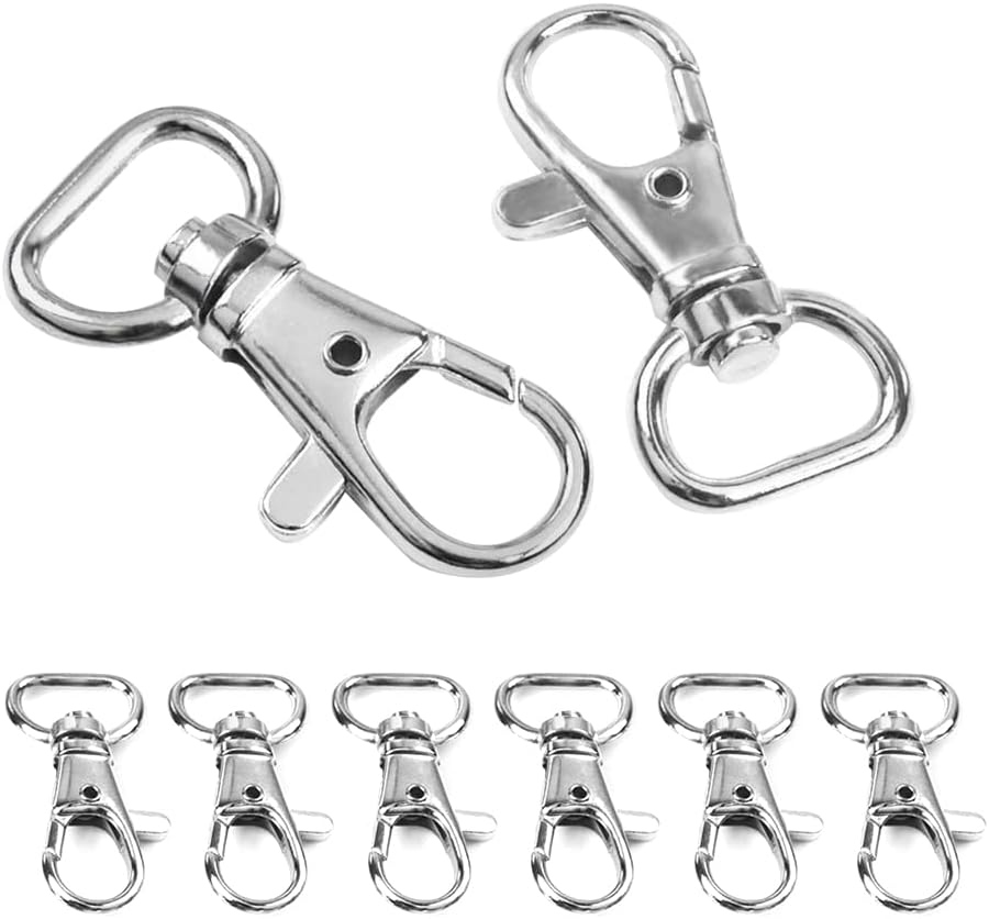 CooBigo 30pcs Metal Swivel Clasps Lanyard Snap Hook Lobster Claw Clasp Jewelry Findings Swivel Trigger Snap Hooks (Webbing Size:1/2