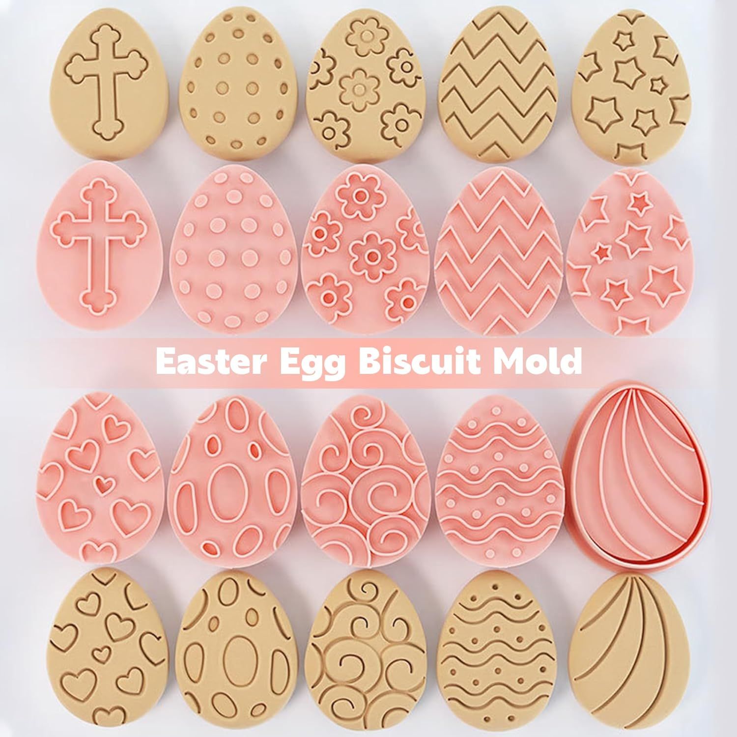 10 Pieces Easter Egg Cookie Cutters Easter Cookie Stamps 3D Plastic Embossing Mold Press Cookie Mould Set Baking Kitchen Tools for Holiday Birthday Party Biscuit Fondant Snacks Making - Image 5