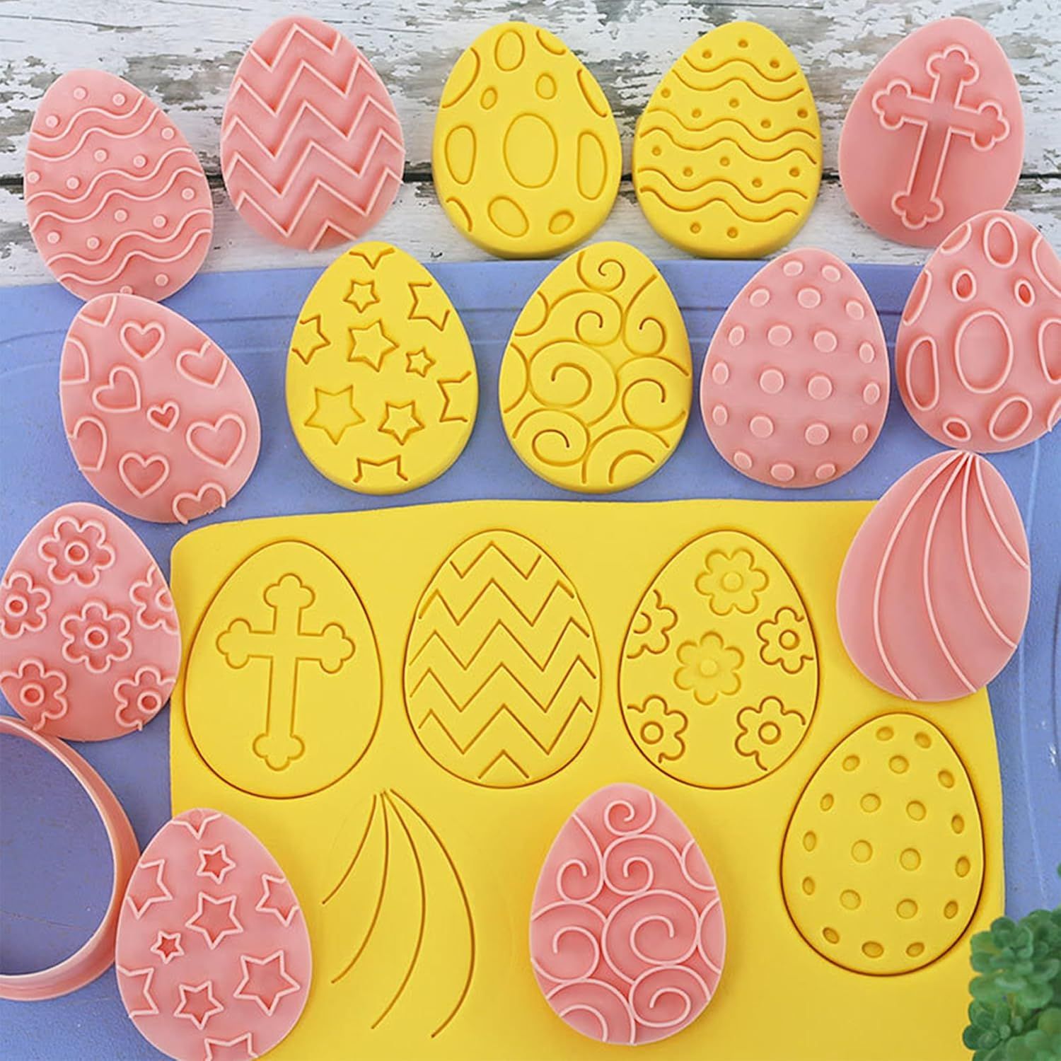 10 Pieces Easter Egg Cookie Cutters Easter Cookie Stamps 3D Plastic Embossing Mold Press Cookie Mould Set Baking Kitchen Tools for Holiday Birthday Party Biscuit Fondant Snacks Making - Image 6