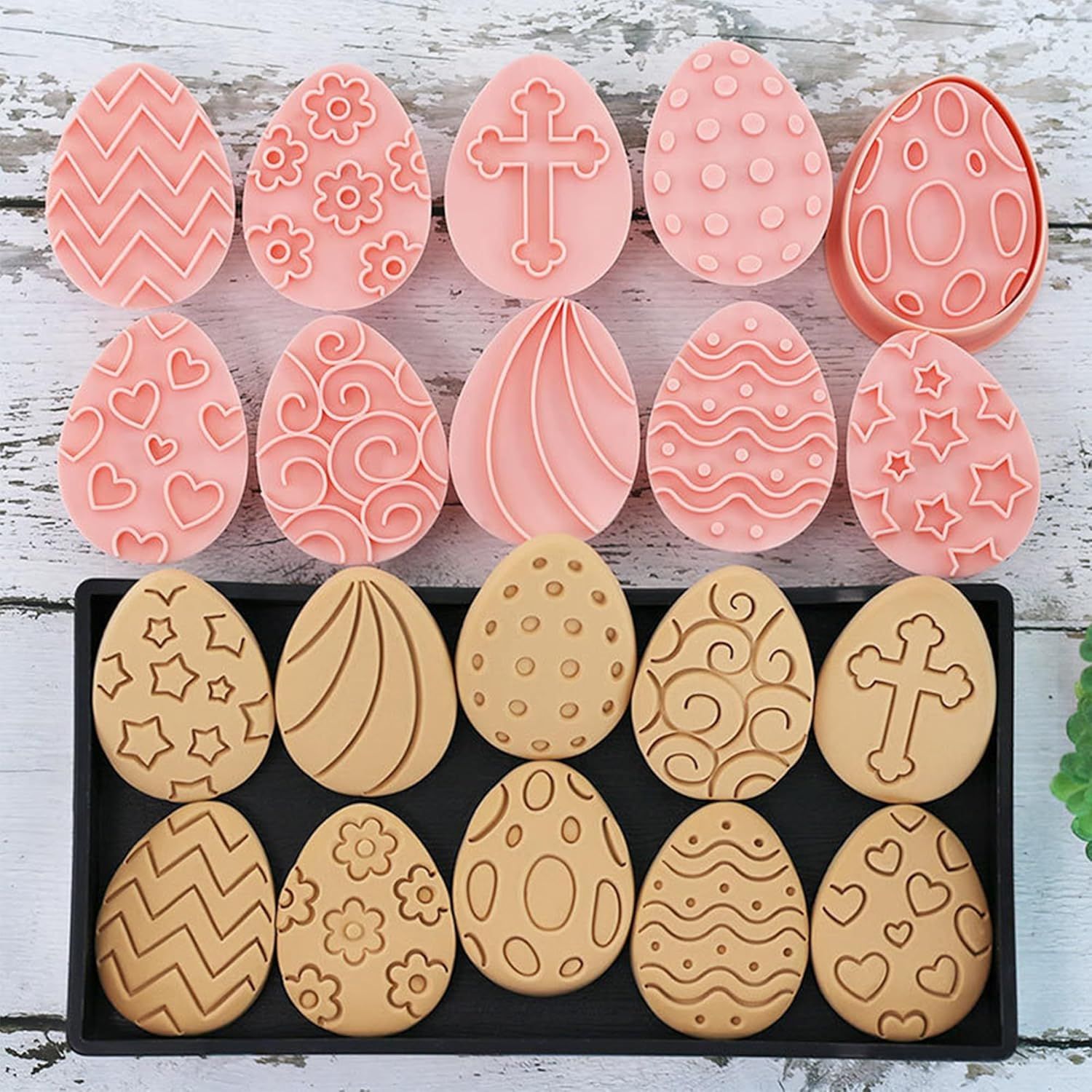10 Pieces Easter Egg Cookie Cutters Easter Cookie Stamps 3D Plastic Embossing Mold Press Cookie Mould Set Baking Kitchen Tools for Holiday Birthday Party Biscuit Fondant Snacks Making - Image 7