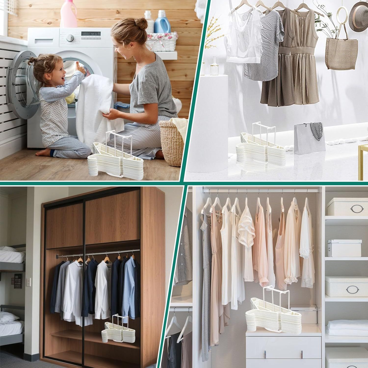 Hanger Stacker Organizer Stand, White Portable Hanger Holder Laundry Room Organization Hanger Rack Storage - Image 6