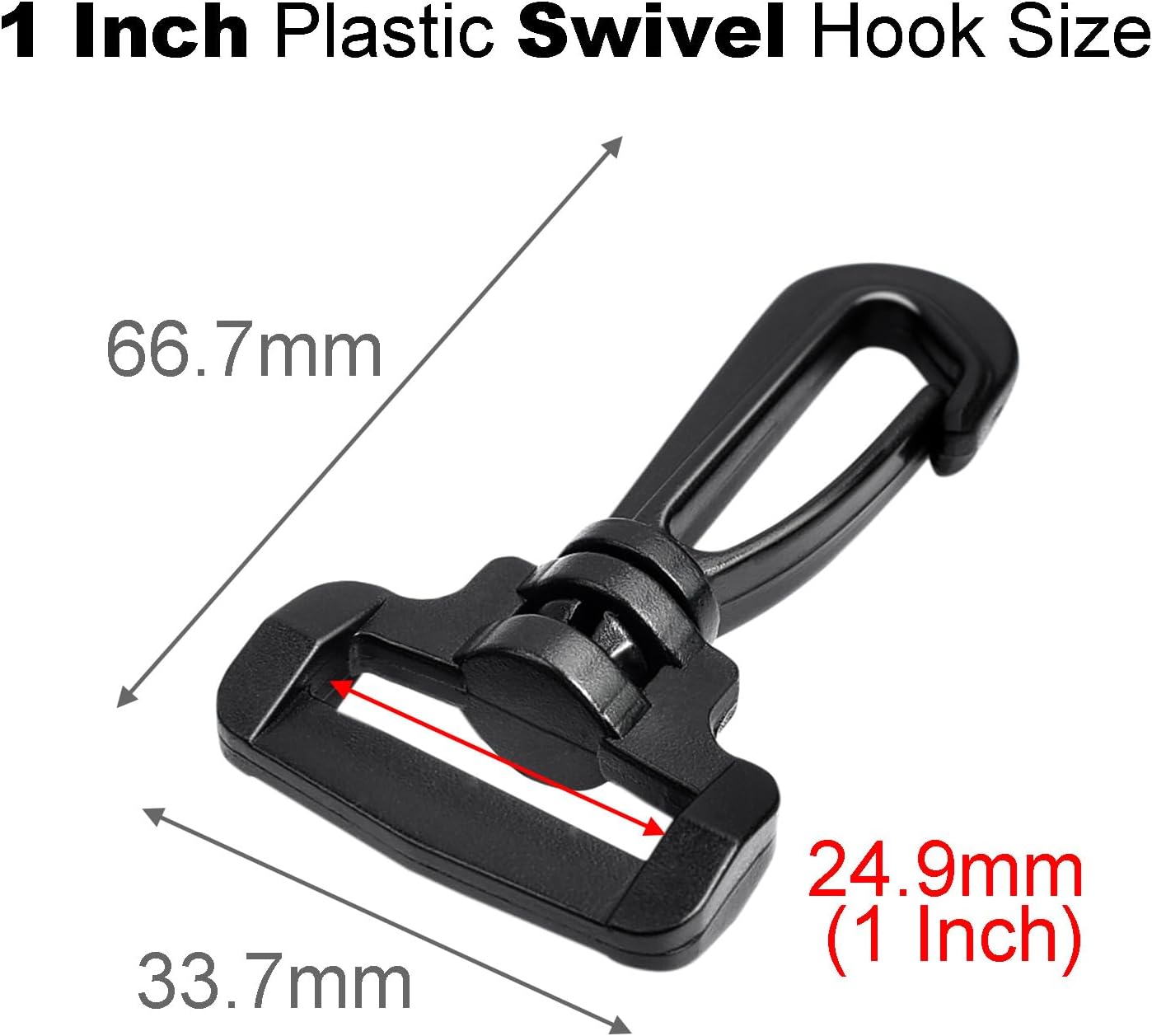 CooBigo 12PCS Plastic Swivel Snap Hook Clips for Purse,1 Inch Rotary Clasp Purse Strap Hardware for Bag Making Nylon Webbing Hook Backpack Strap Clip Lanyard Clasp Keychains Replacement - Image 2