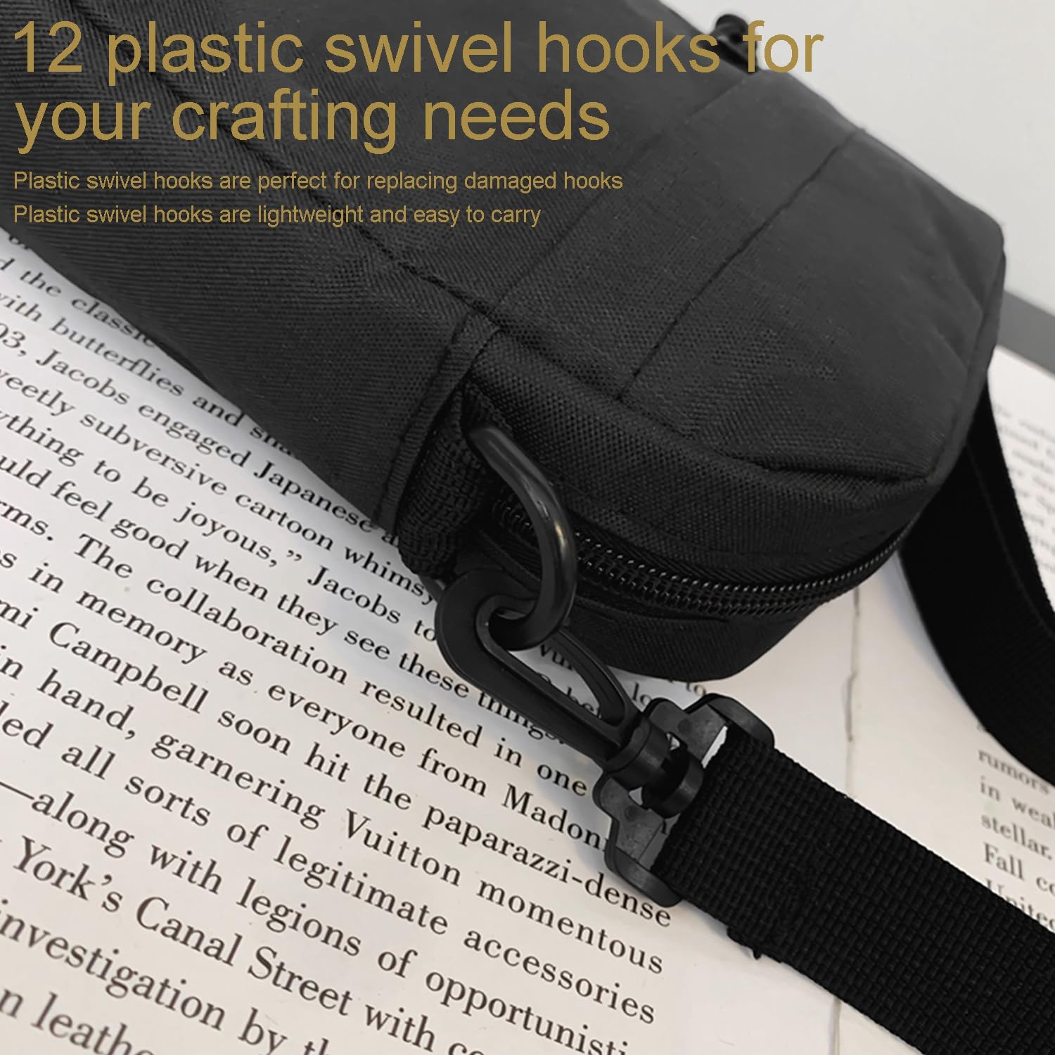 CooBigo 12PCS Plastic Swivel Snap Hook Clips for Purse,1 Inch Rotary Clasp Purse Strap Hardware for Bag Making Nylon Webbing Hook Backpack Strap Clip Lanyard Clasp Keychains Replacement - Image 5