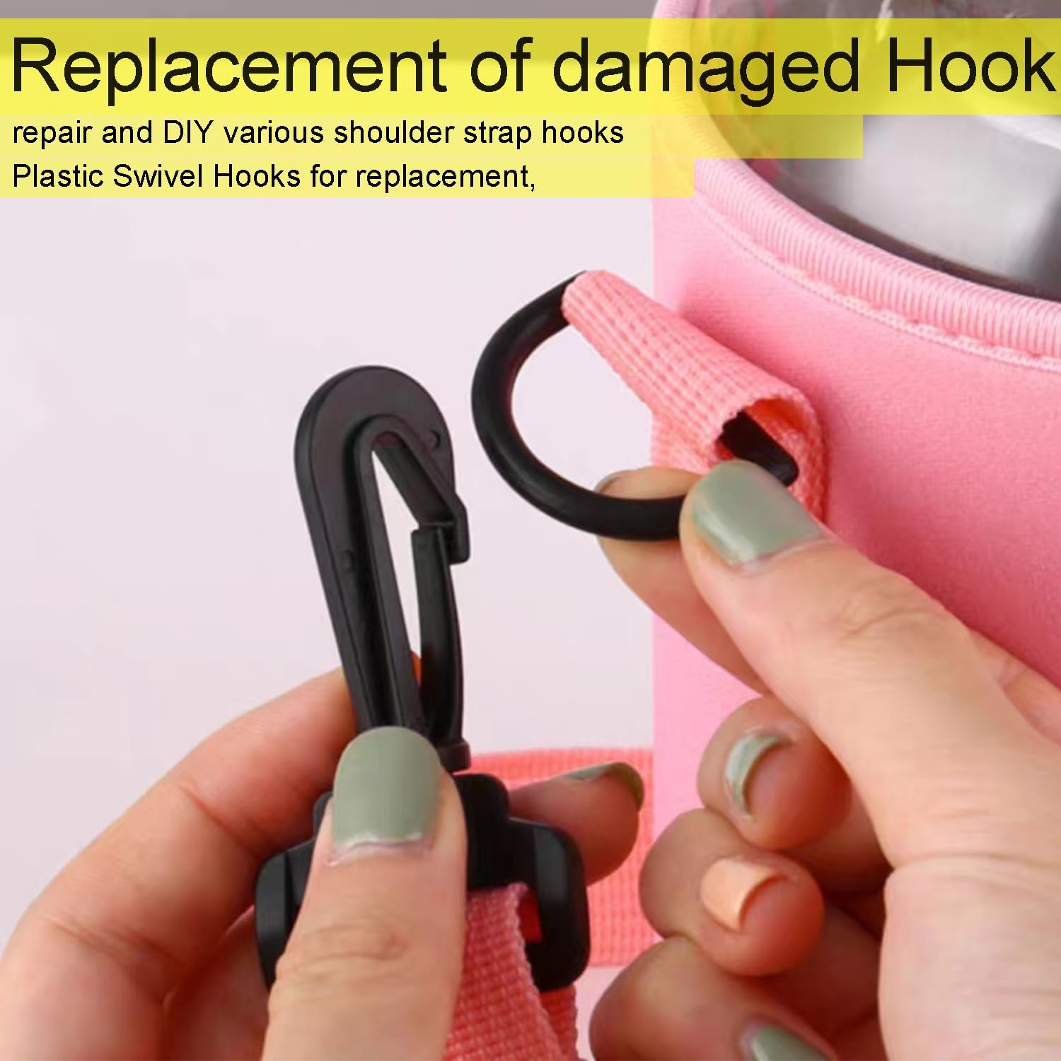CooBigo 12PCS Plastic Swivel Snap Hook Clips for Purse,1 Inch Rotary Clasp Purse Strap Hardware for Bag Making Nylon Webbing Hook Backpack Strap Clip Lanyard Clasp Keychains Replacement - Image 6