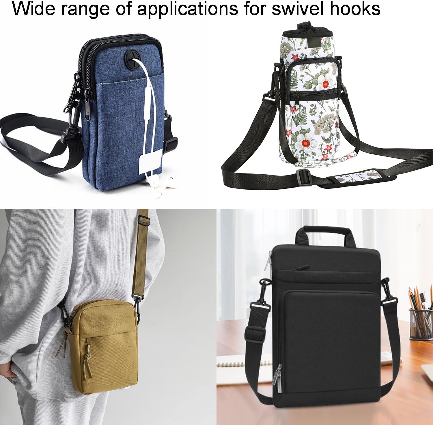 CooBigo 12PCS Plastic Swivel Snap Hook Clips for Purse,1 Inch Rotary Clasp Purse Strap Hardware for Bag Making Nylon Webbing Hook Backpack Strap Clip Lanyard Clasp Keychains Replacement - Image 8