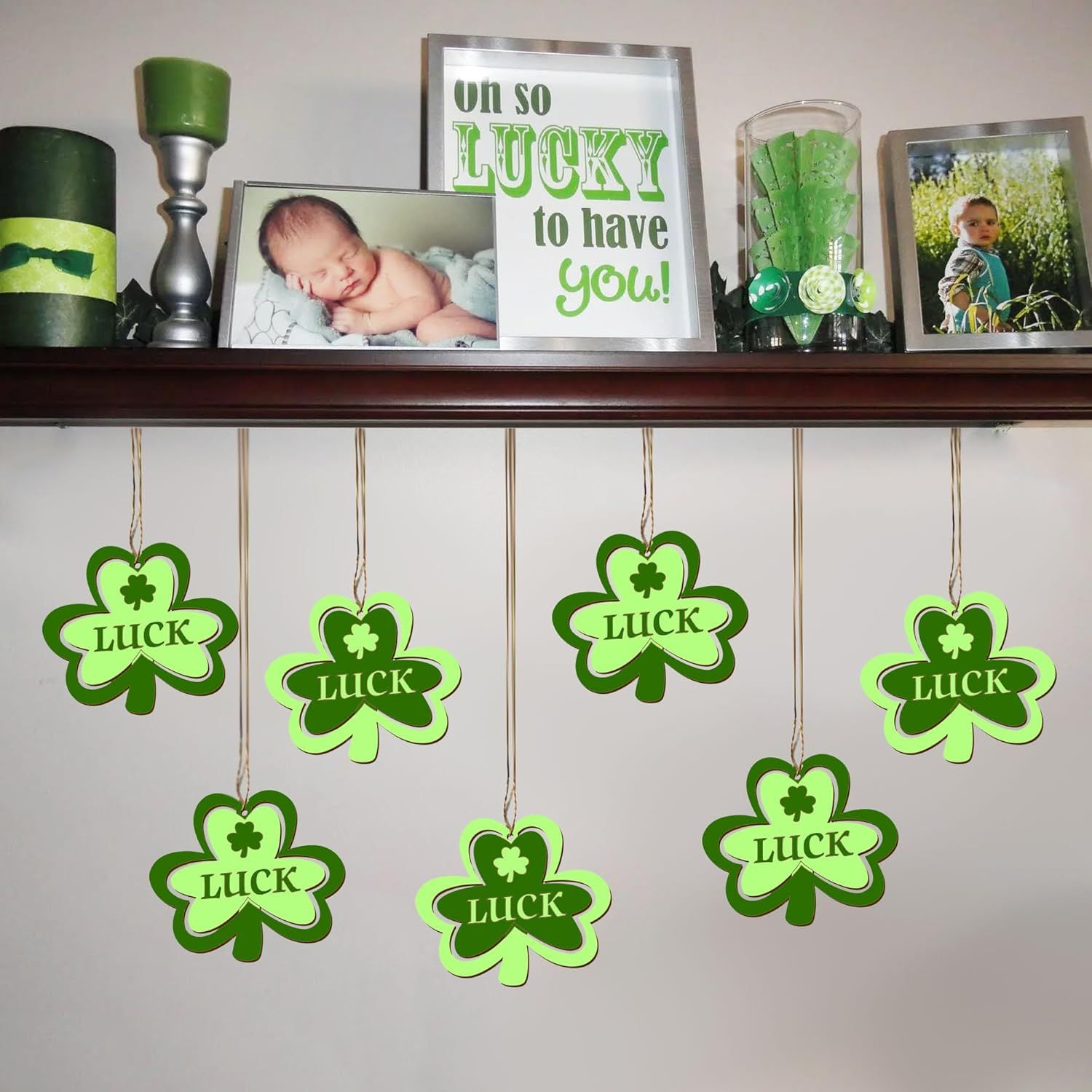 20Pcs Wooden Shamrock Ornaments to Paint, 3.2 Inch St. Patrick's Day Unfinished Wood Shamrock Cutouts, DIY Blank Luck Clover Shape Hanging Ornaments Ropes with for Crafts Tree Home Decor - Image 5