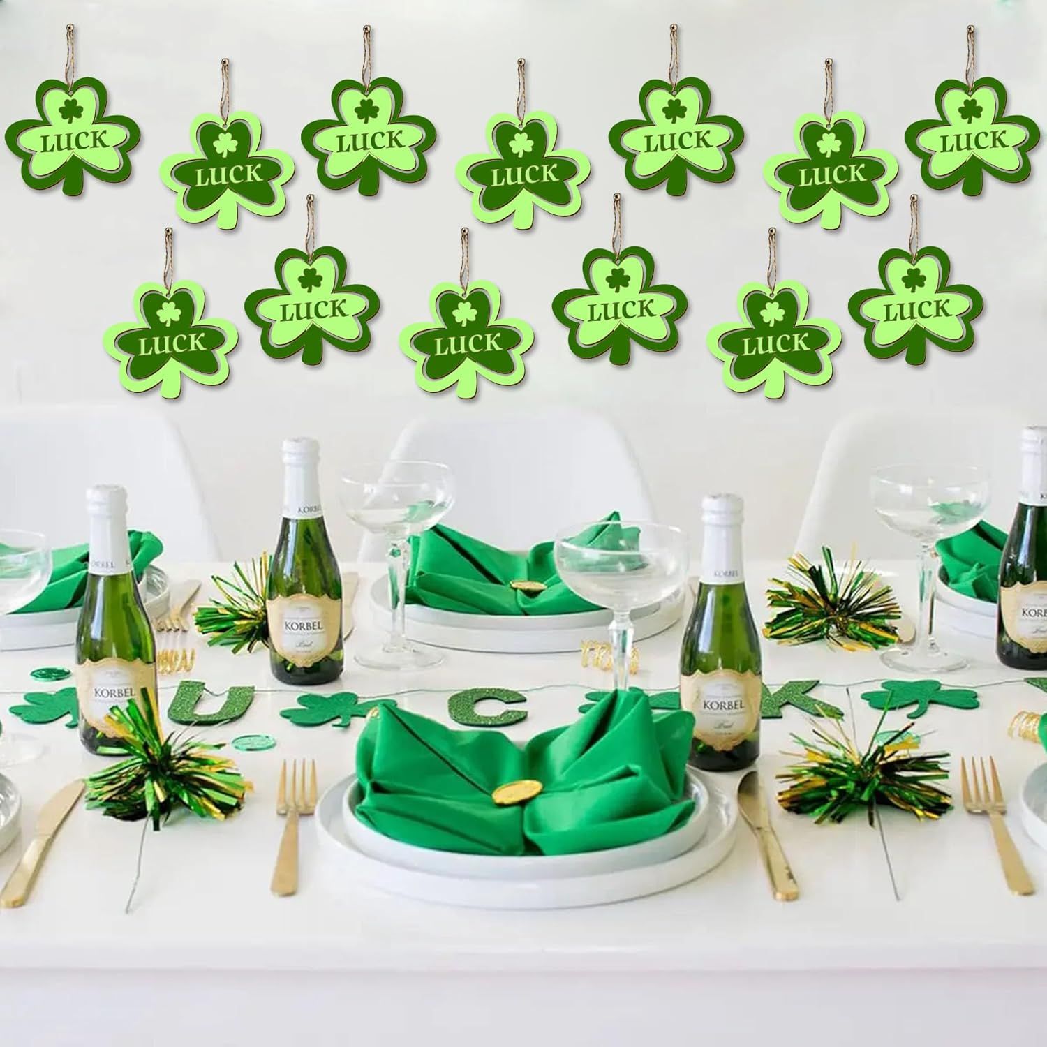 20Pcs Wooden Shamrock Ornaments to Paint, 3.2 Inch St. Patrick's Day Unfinished Wood Shamrock Cutouts, DIY Blank Luck Clover Shape Hanging Ornaments Ropes with for Crafts Tree Home Decor - Image 6