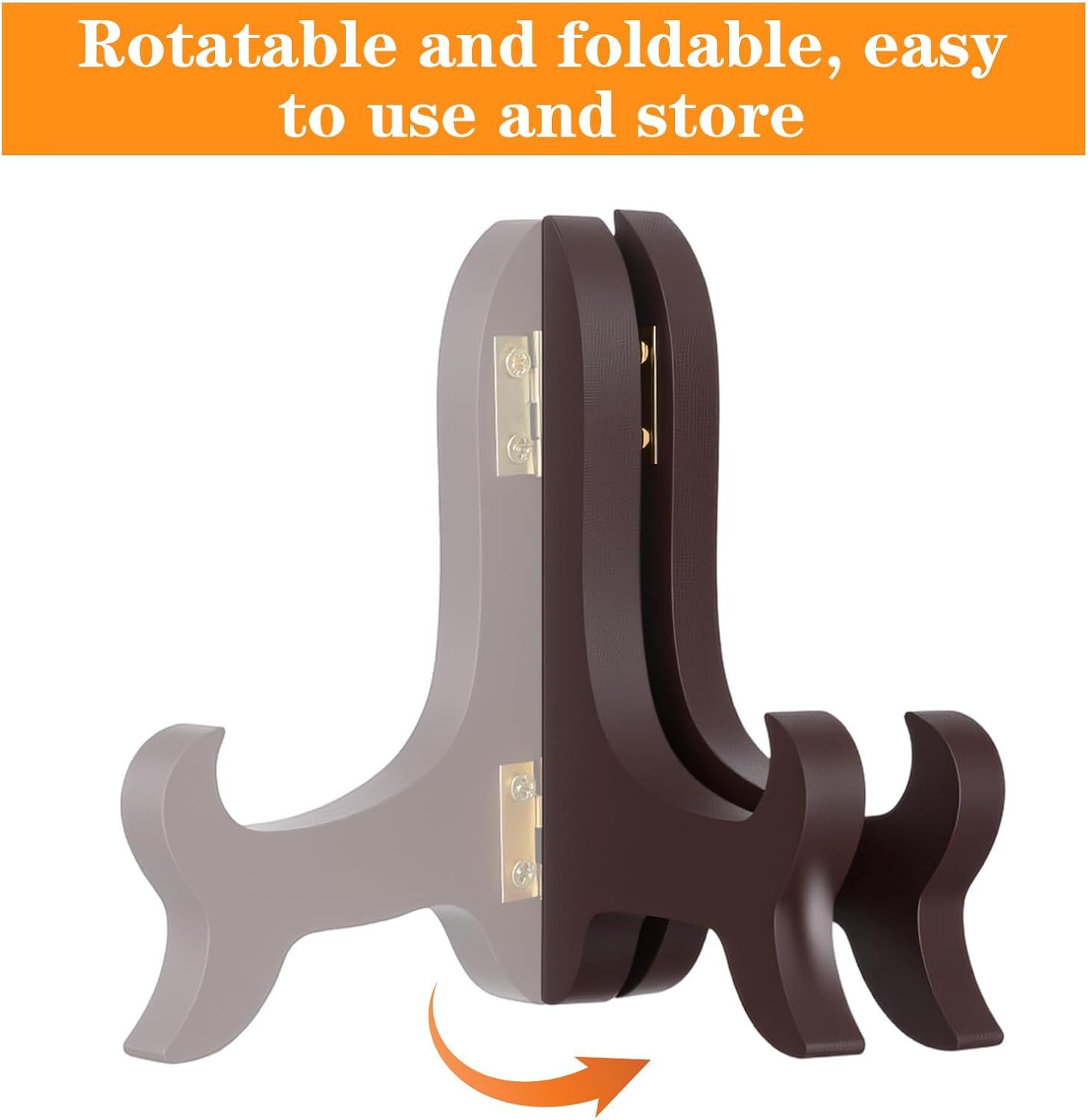 2 Pcs 3.94in Wooden Easel Plate Holder, Decorative Wooden Display Stand, Folding Small Easels for Display, Brown Small Picture Stands for Display Picture Frame Book Dish Artwork Easels - Image 4