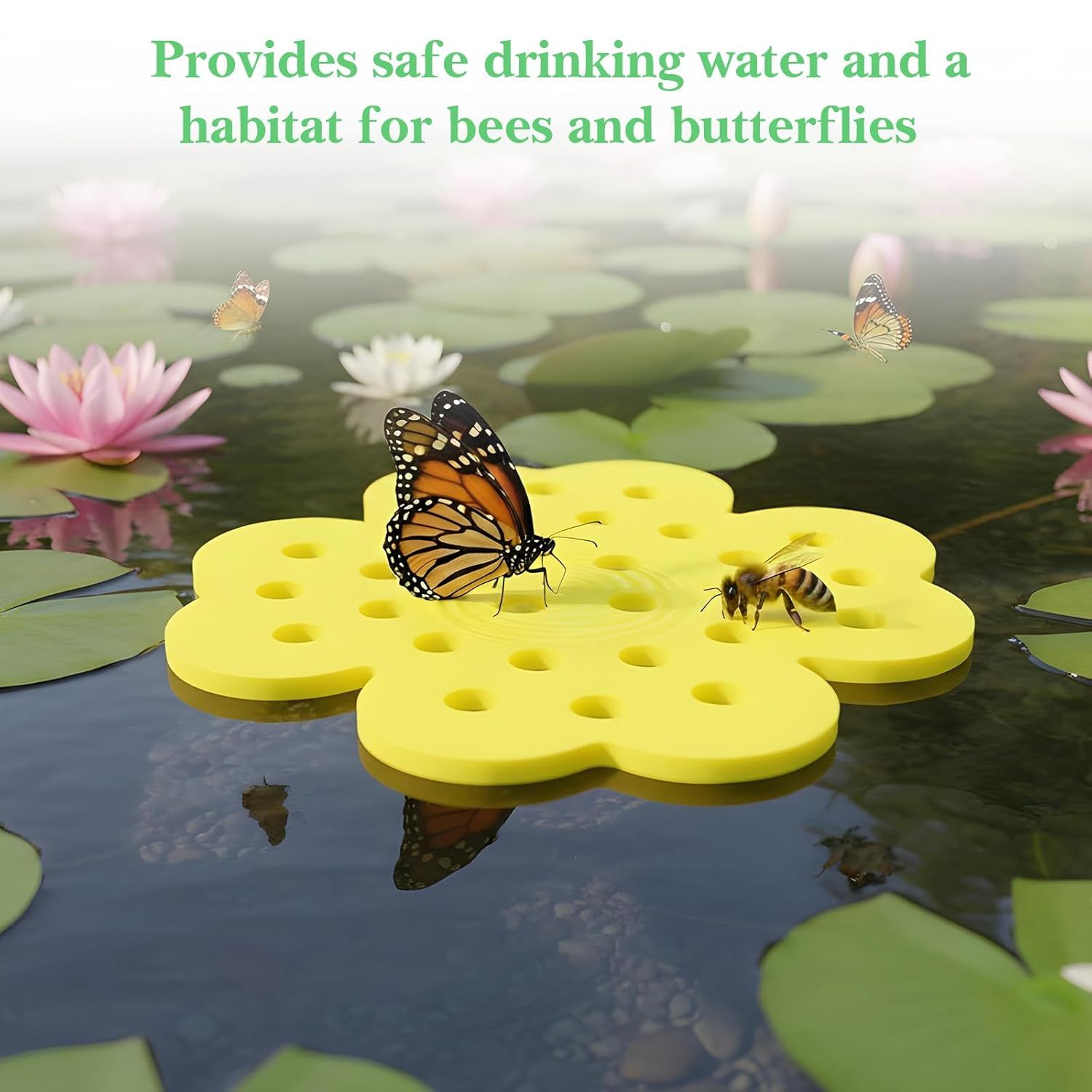 4 Pack Floating Bee Watering Station for Garden, 5.51 Inch Eva Foam Floating Bee Island, Butterfly and Bee Baths, Outdoor Honeybee Feeder for Feeding Thirsty Pollinators - Image 4
