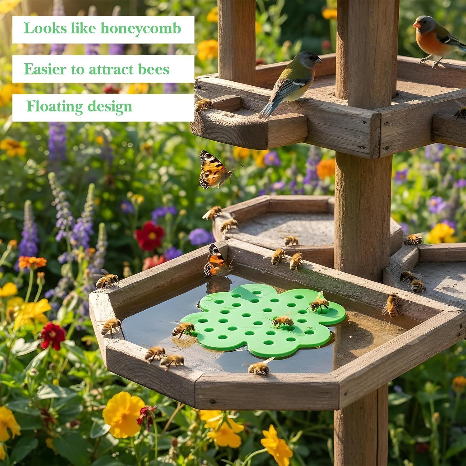 4 Pack Floating Bee Watering Station for Garden, 5.51 Inch Eva Foam Floating Bee Island, Butterfly and Bee Baths, Outdoor Honeybee Feeder for Feeding Thirsty Pollinators - Image 5