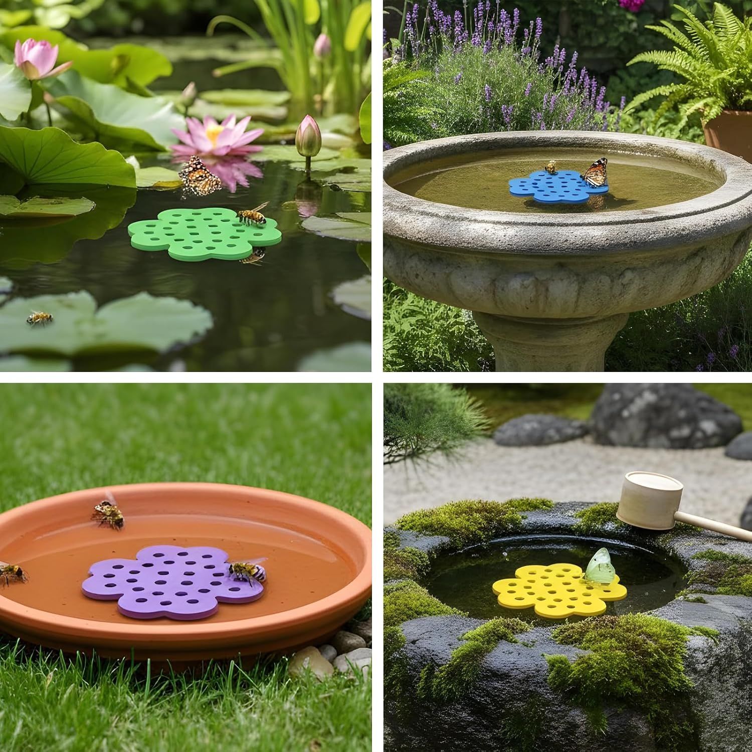 4 Pack Floating Bee Watering Station for Garden, 5.51 Inch Eva Foam Floating Bee Island, Butterfly and Bee Baths, Outdoor Honeybee Feeder for Feeding Thirsty Pollinators - Image 7