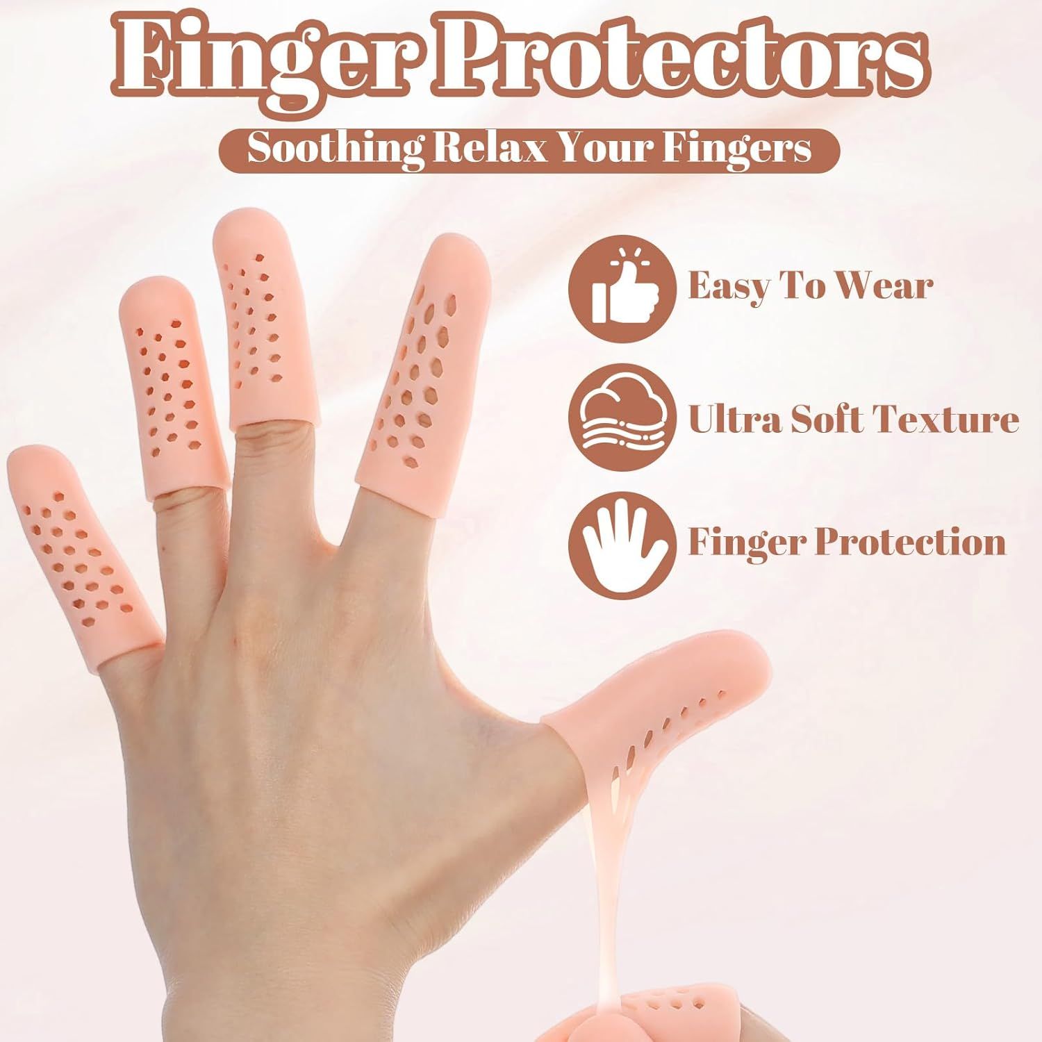 20PCS Gel Finger Cots with Air Holes, Silicone Finger Protectors Fingers Covers for Wounds Breathable Thumb Protector Gloves for Fingers Cracking Trigger Arthritis Pain Relief - Image 4