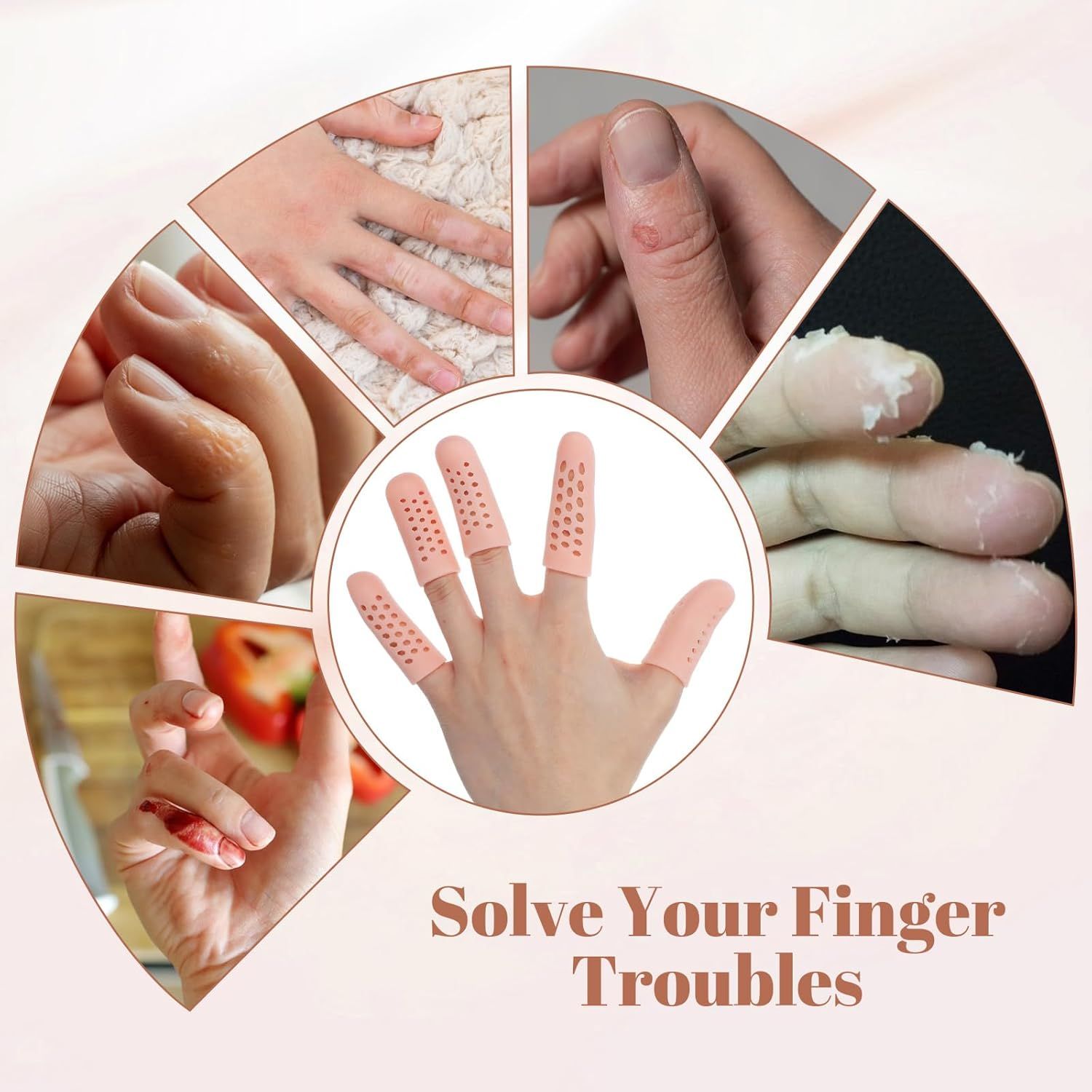 20PCS Gel Finger Cots with Air Holes, Silicone Finger Protectors Fingers Covers for Wounds Breathable Thumb Protector Gloves for Fingers Cracking Trigger Arthritis Pain Relief - Image 7