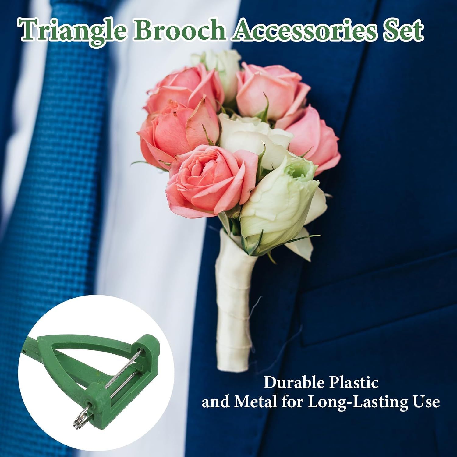 20 Pcs Boutonniere Pins, Plastic Boutonniere Supplies, Triangle Safety Corsage Pins for DIY Wedding Accessories Bride Groom Decoration - Image 3