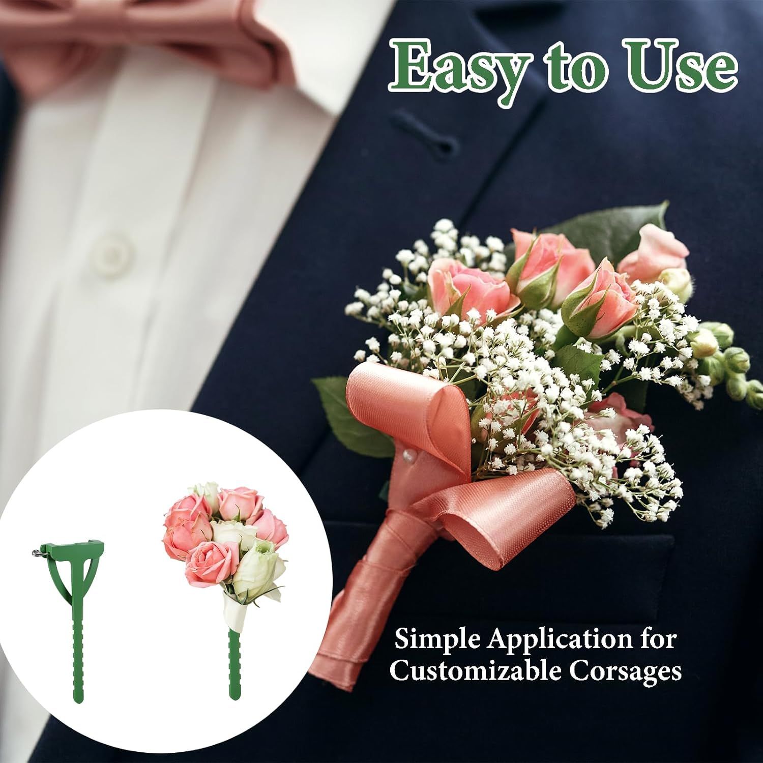 20 Pcs Boutonniere Pins, Plastic Boutonniere Supplies, Triangle Safety Corsage Pins for DIY Wedding Accessories Bride Groom Decoration - Image 6