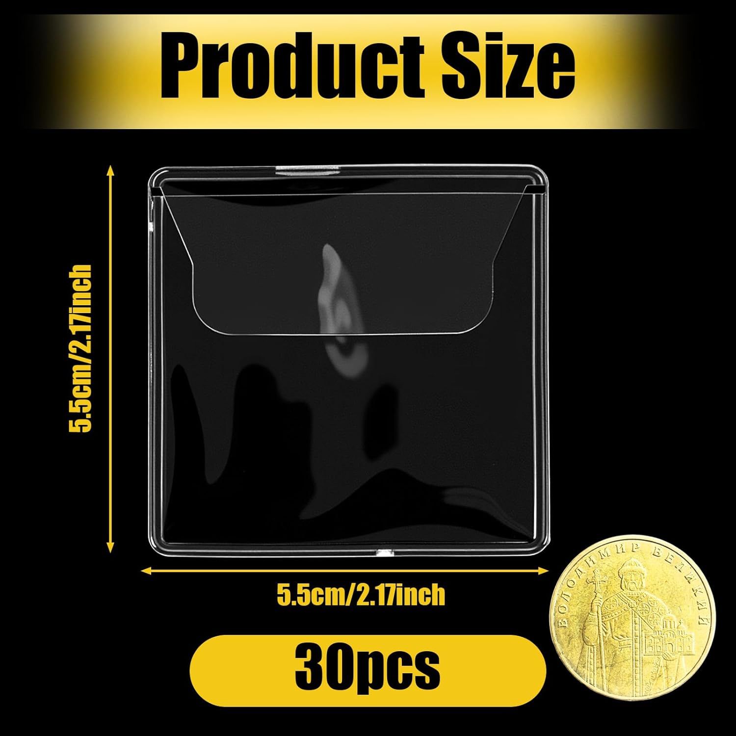 30 Pcs Clear Plastic Coin Holders for Collectors, 2.17×2.17 Inches Coin Sleeves, PVC Small Single Pocket Coin Protectors for All Coins Stamp Collection - Image 3