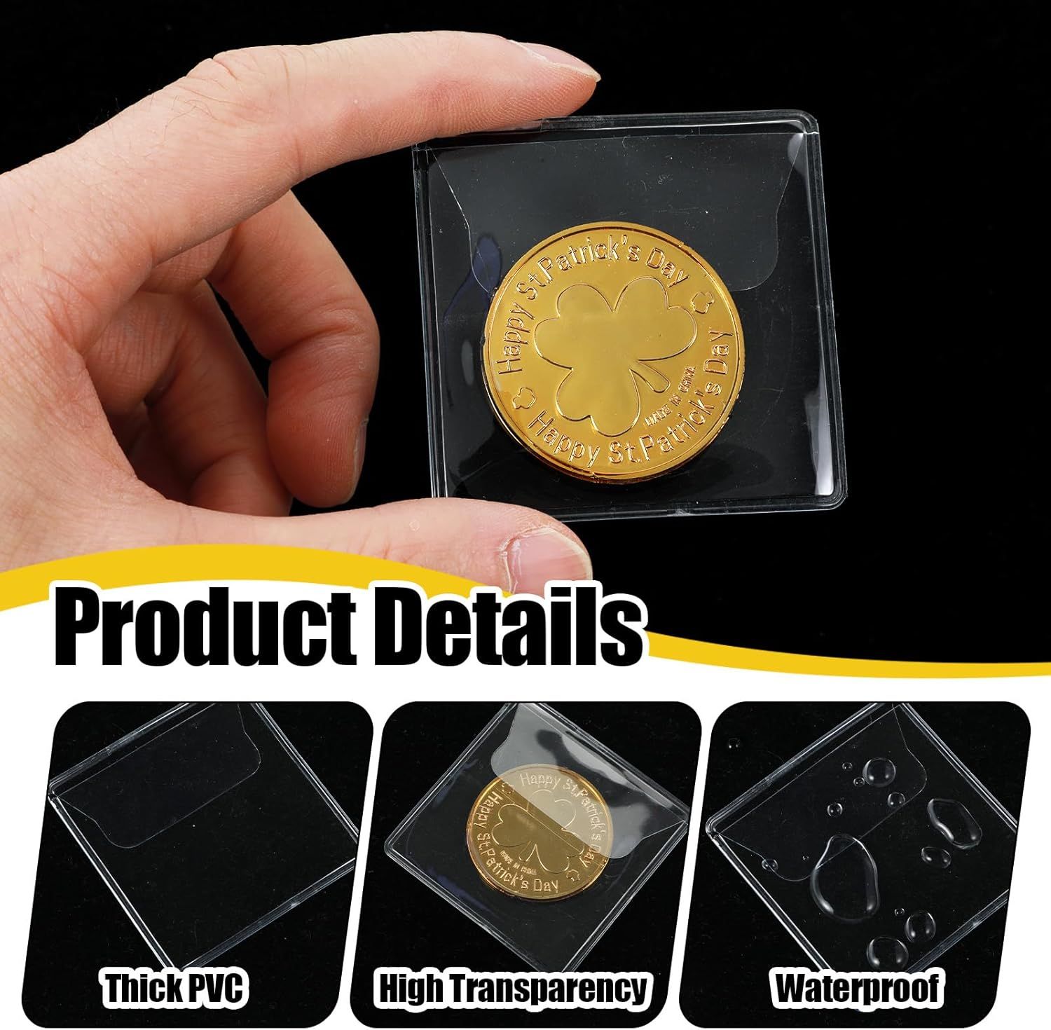 30 Pcs Clear Plastic Coin Holders for Collectors, 2.17×2.17 Inches Coin Sleeves, PVC Small Single Pocket Coin Protectors for All Coins Stamp Collection - Image 4