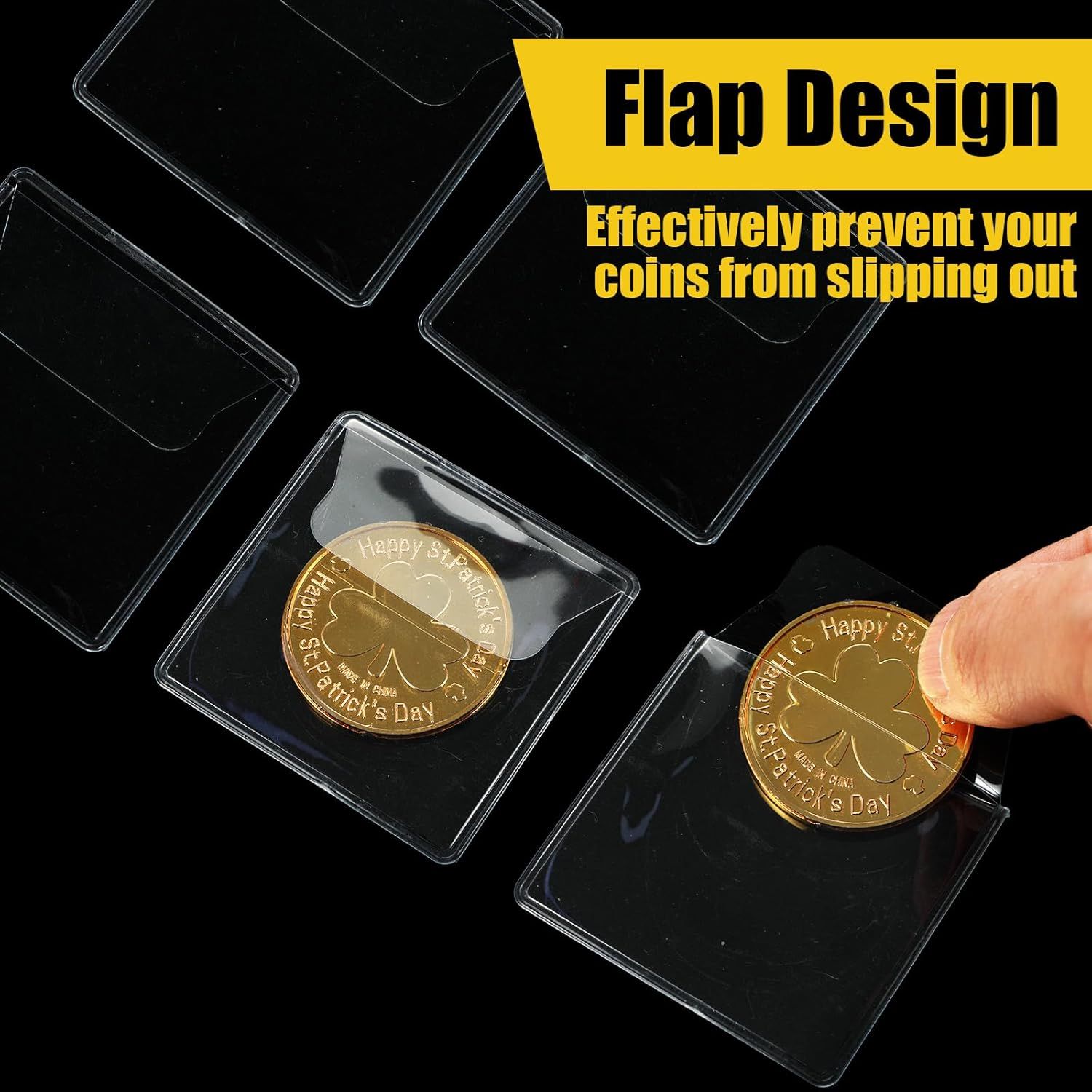 30 Pcs Clear Plastic Coin Holders for Collectors, 2.17×2.17 Inches Coin Sleeves, PVC Small Single Pocket Coin Protectors for All Coins Stamp Collection - Image 5