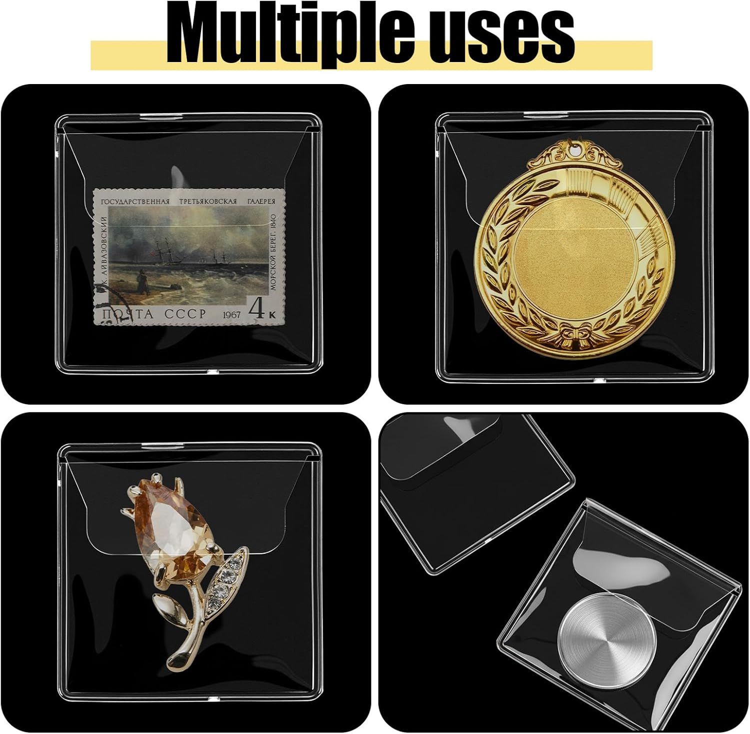 30 Pcs Clear Plastic Coin Holders for Collectors, 2.17×2.17 Inches Coin Sleeves, PVC Small Single Pocket Coin Protectors for All Coins Stamp Collection - Image 7