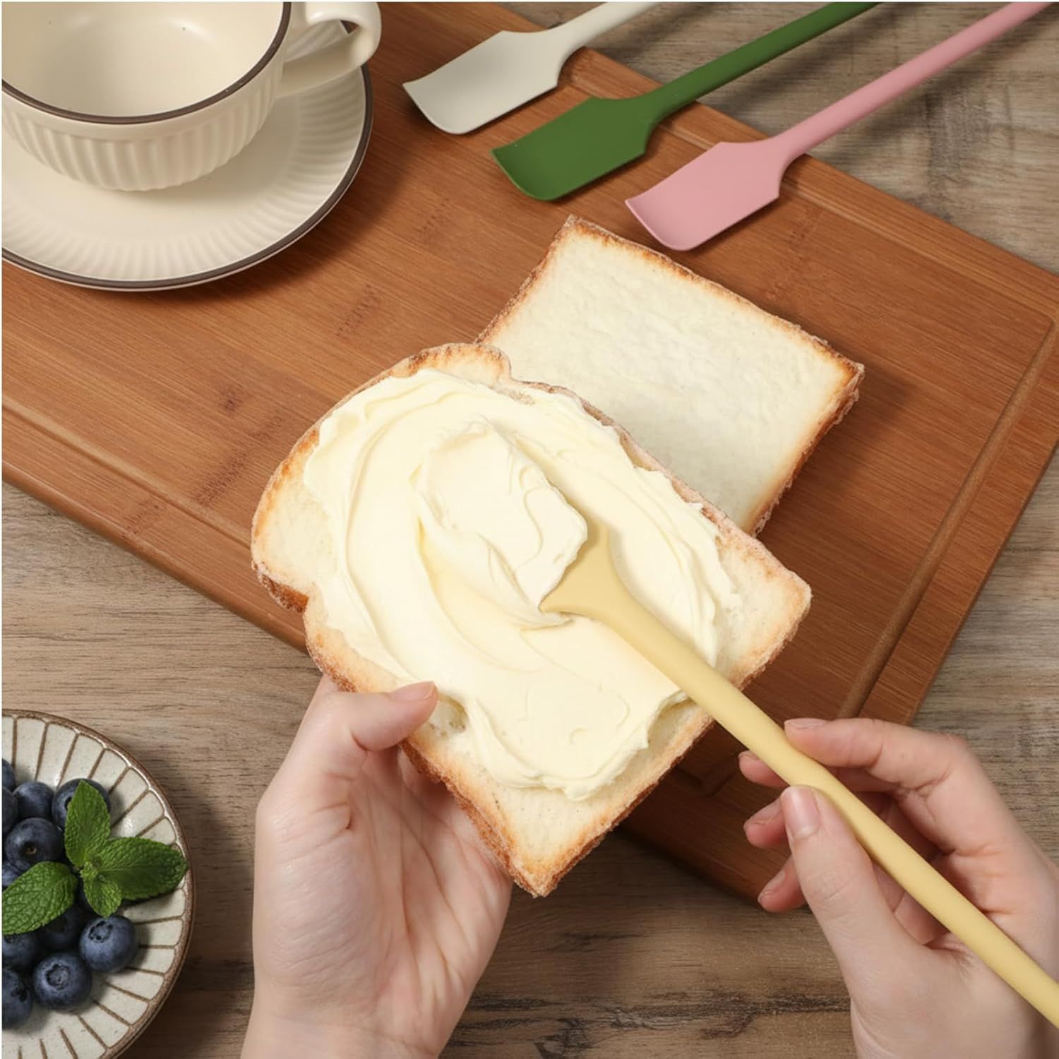 4 Pcs Long Dual-End Silicone Spatula, Small Spatula & Stirring Spoons for Jam Jars & Makeup, Thin Curved End for Scraping, Slim Spoon End for Scooping and Mixing (10.43 Inch) - Image 2