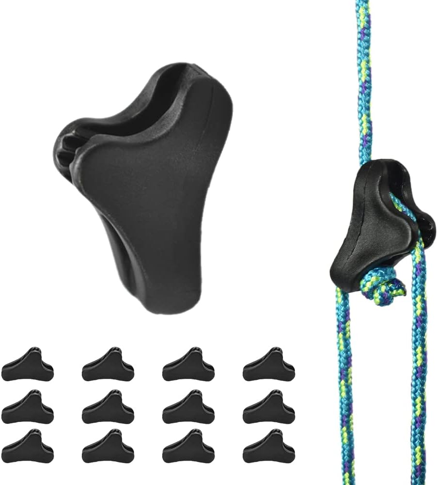 CooBigo 12Pack Ultralight Guyline Tensioners Tent Guyline Cord Rope Adjuster for Outdoor Camping Hiking Tent Tarp Canopy Shelter (Black), FLC554-B - Image 1
