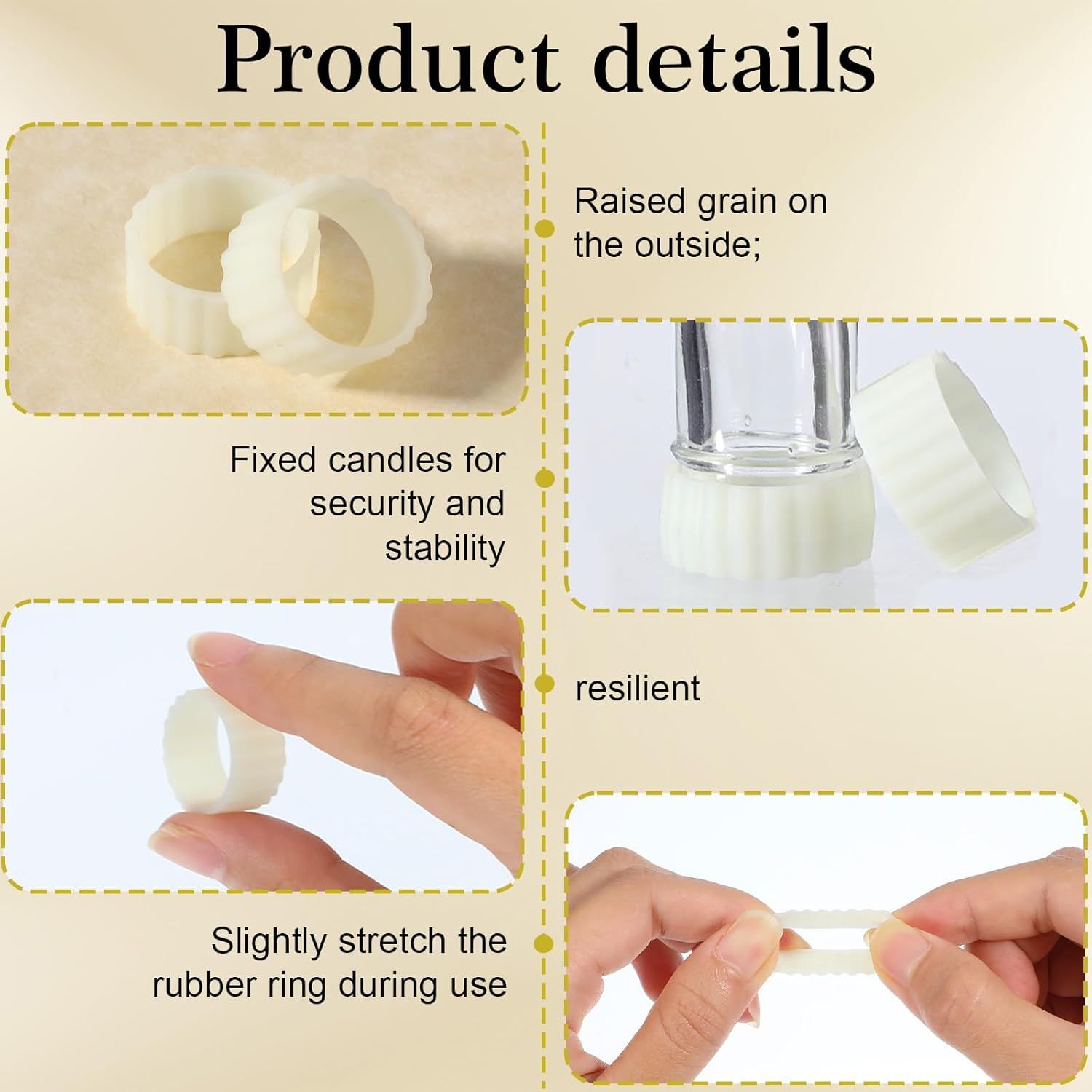 12PCS Rubber Candle Grippers, Silicone Candle Hugger, Candles Grips Inserts for Taper Candles Base Accessories Bougie Upright and in Place for Taper Bougie Cups - Image 4