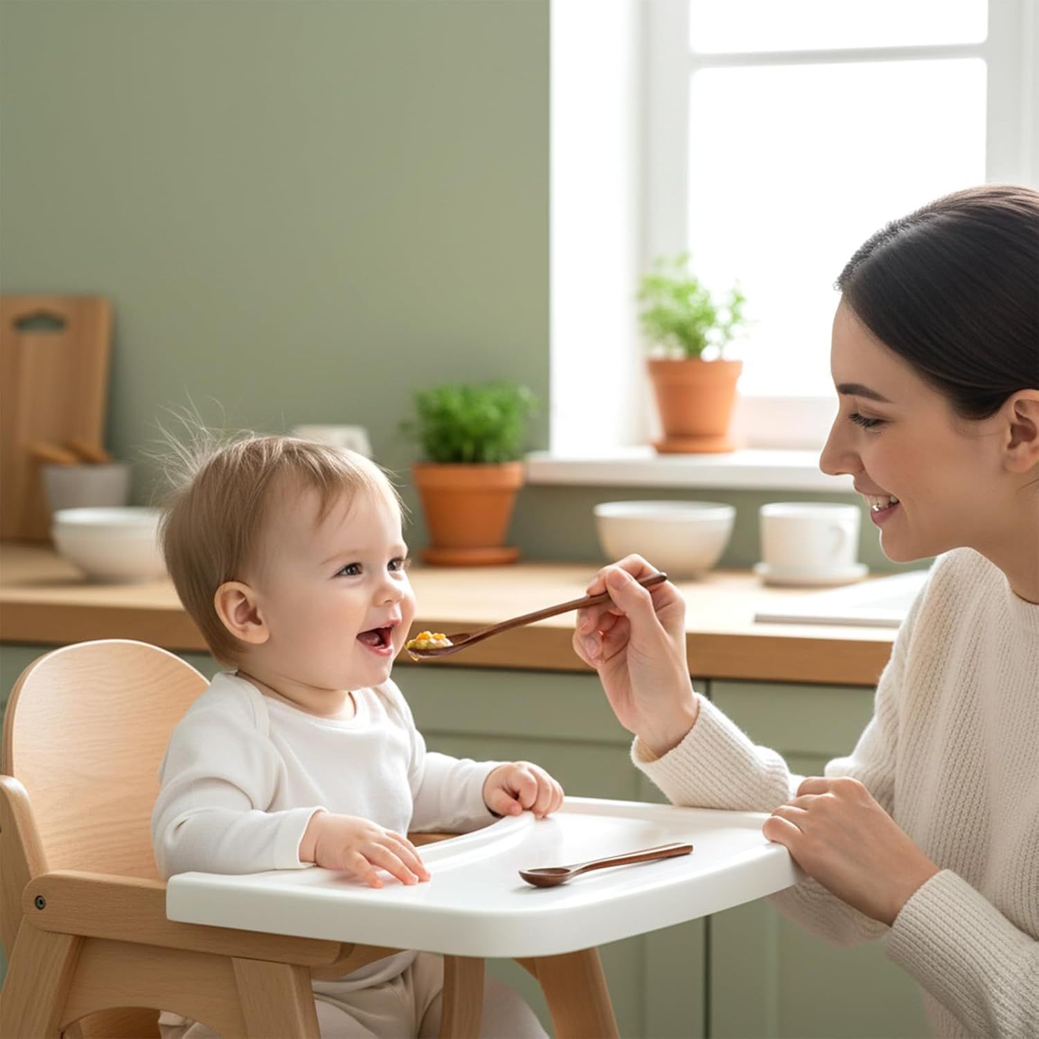 2PCS Long Wooden Spoons for Eating, 7.7 Inch Wooden Honey Spoon, Long Teaspoon Coffee Spoon for Mixing Kitchen Bar Restaurant Tea Dessert - Image 2