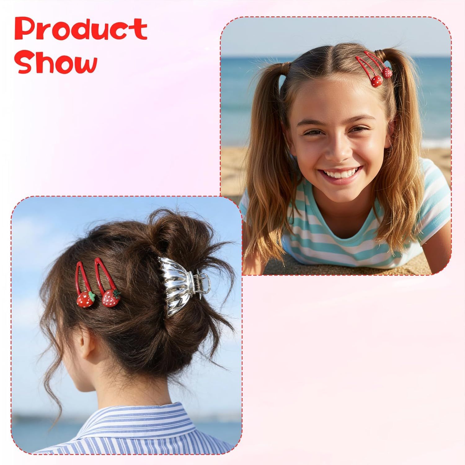 8PCS Small Strawberry Hair Clips, Metal Snap Hair Clips for Women Girls, Cute Hairs Barrettes Cute Strawberry Hairs Accessories for Girls Toddlers Kids and Teens Gifts Red - Image 3