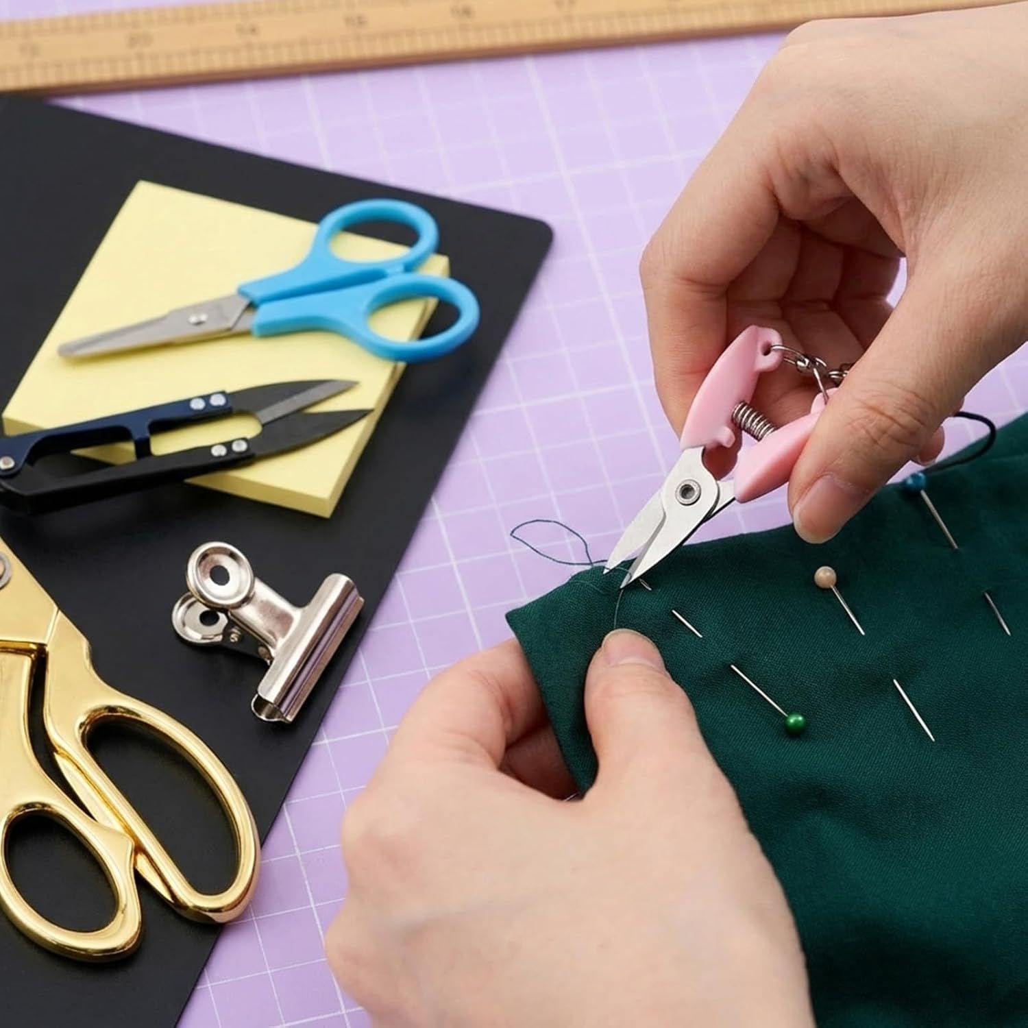 5 Pcs Mini Scissors with Cover, Portable Travel Scissors, Tiny Sewing Scissor, Multifunctional Micro Snips for Sewing, Crafts, and Yarn - Image 2