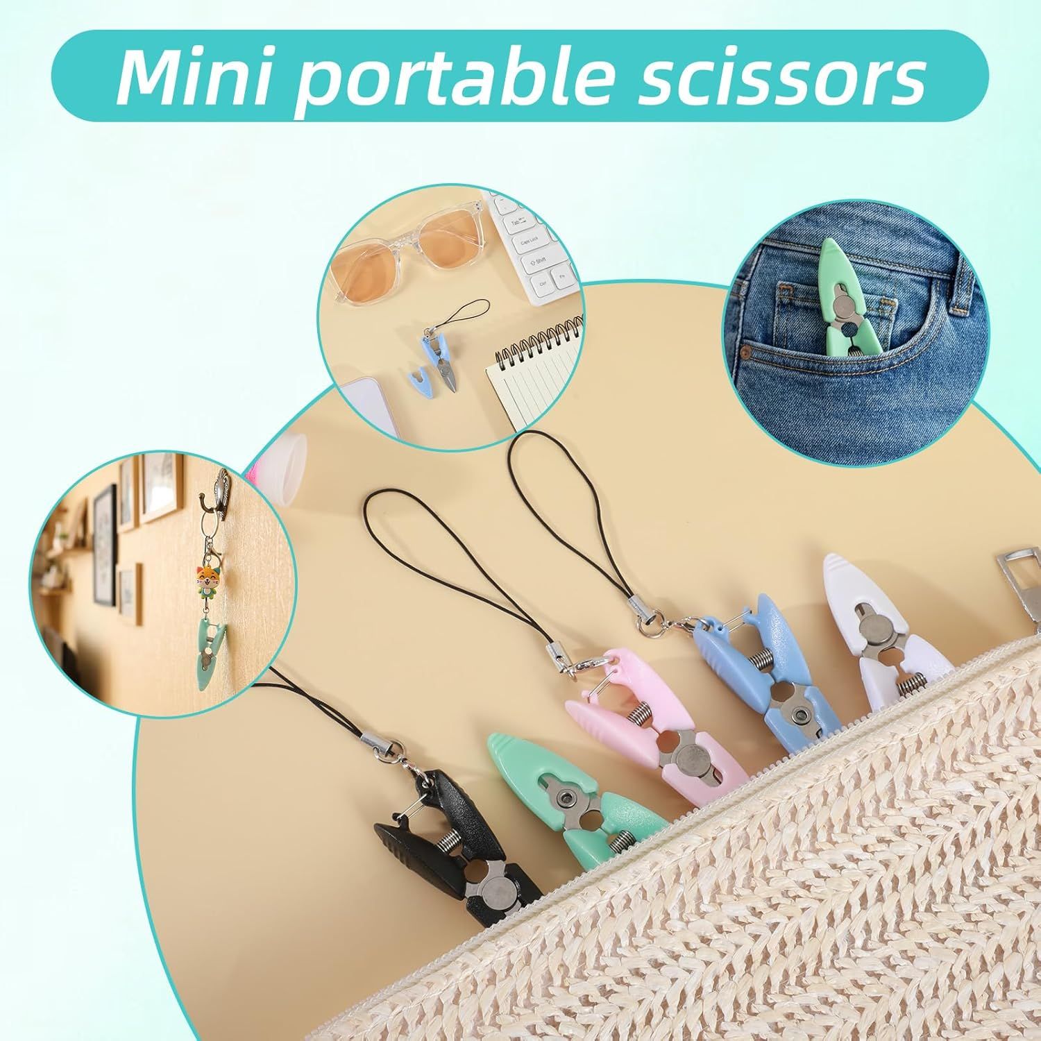 5 Pcs Mini Scissors with Cover, Portable Travel Scissors, Tiny Sewing Scissor, Multifunctional Micro Snips for Sewing, Crafts, and Yarn - Image 5