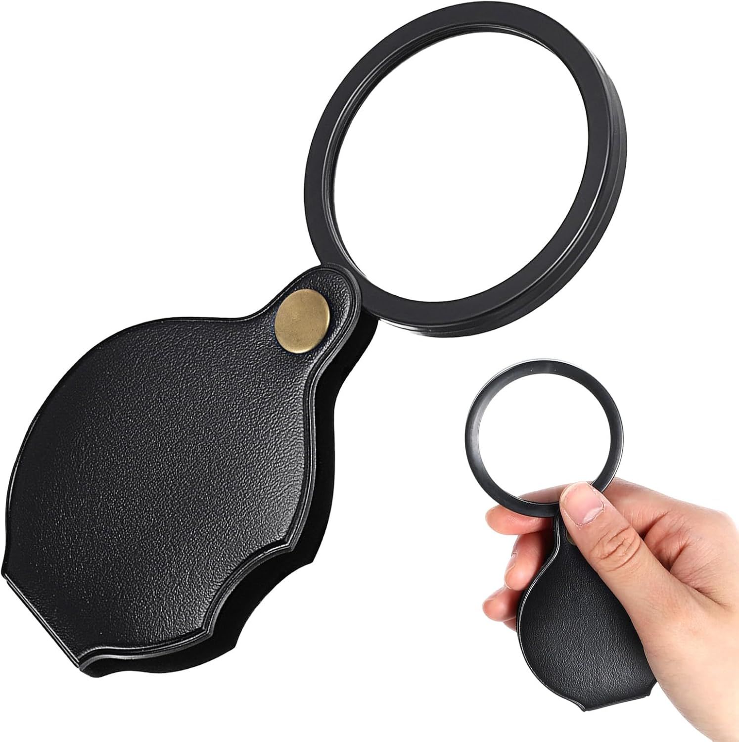 20X Pocket Magnifier, Pocket Jewelry Magnifying Glass, Rotating and Folding Small Magnifying Glass for Seniors Student Reading, Inspection, Coin, Jewelry or Exploring (Black, Boxed) - Image 1