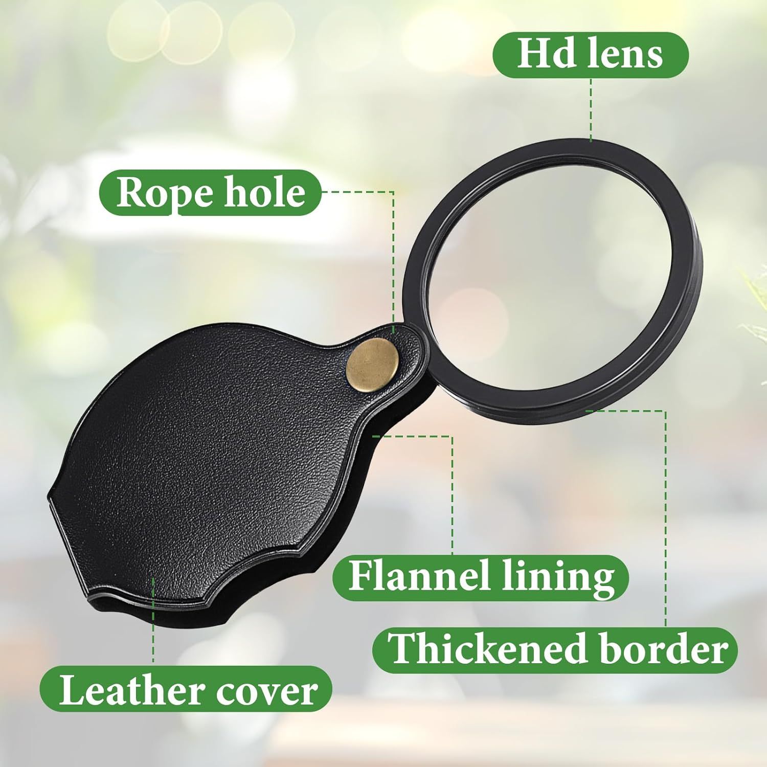 20X Pocket Magnifier, Pocket Jewelry Magnifying Glass, Rotating and Folding Small Magnifying Glass for Seniors Student Reading, Inspection, Coin, Jewelry or Exploring (Black, Boxed) - Image 4