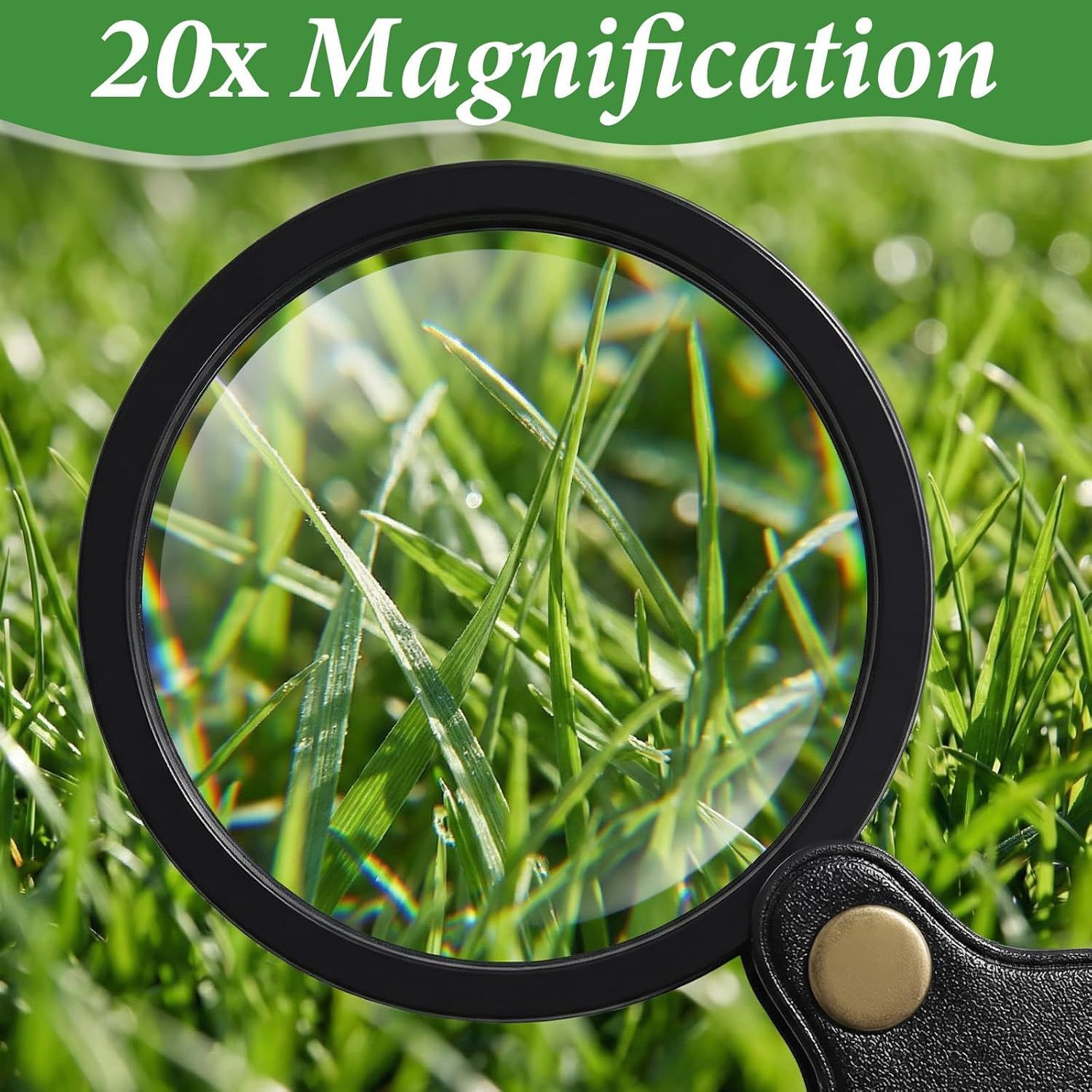 20X Pocket Magnifier, Pocket Jewelry Magnifying Glass, Rotating and Folding Small Magnifying Glass for Seniors Student Reading, Inspection, Coin, Jewelry or Exploring (Black, Boxed) - Image 5