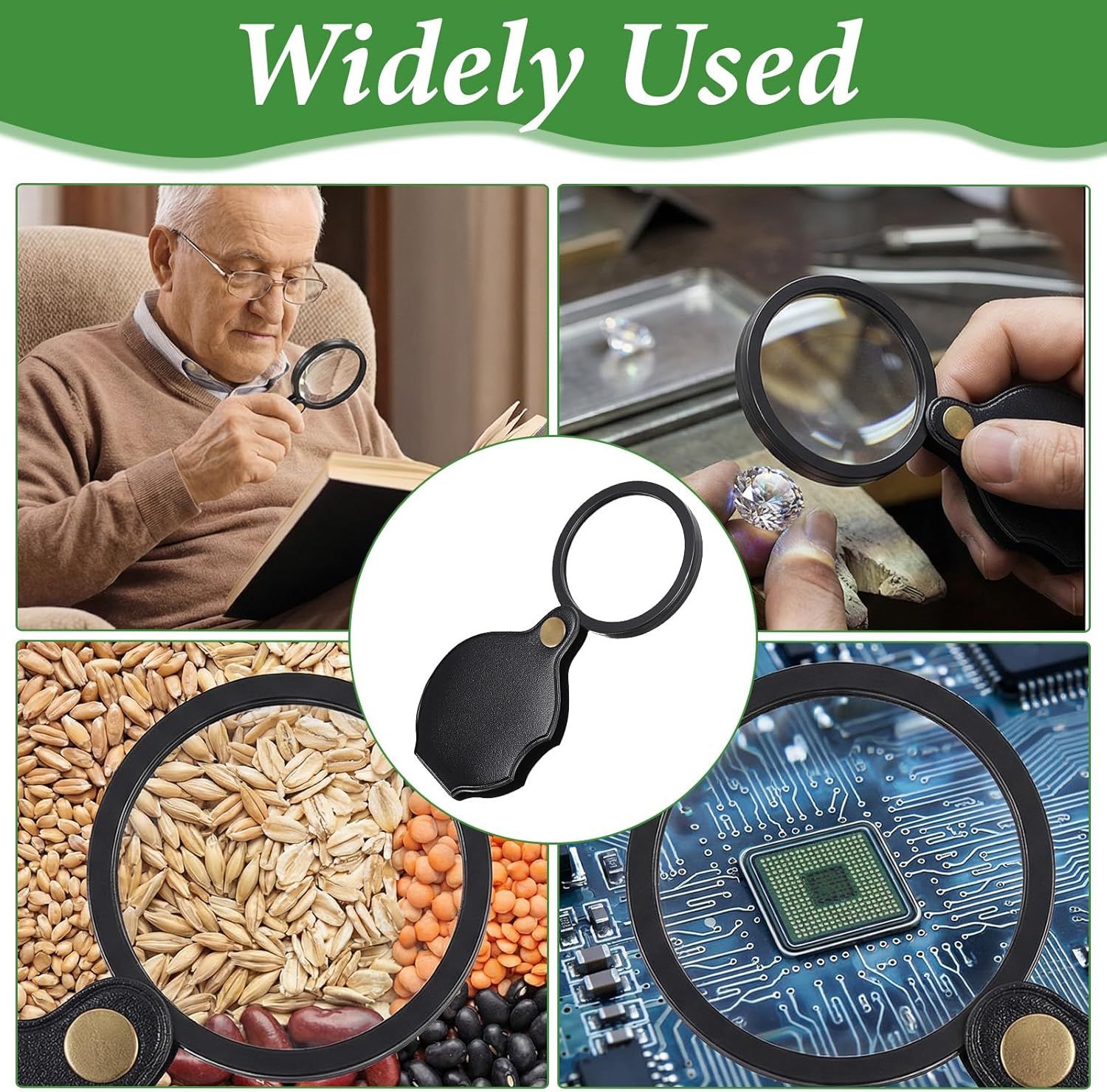 20X Pocket Magnifier, Pocket Jewelry Magnifying Glass, Rotating and Folding Small Magnifying Glass for Seniors Student Reading, Inspection, Coin, Jewelry or Exploring (Black, Boxed) - Image 7