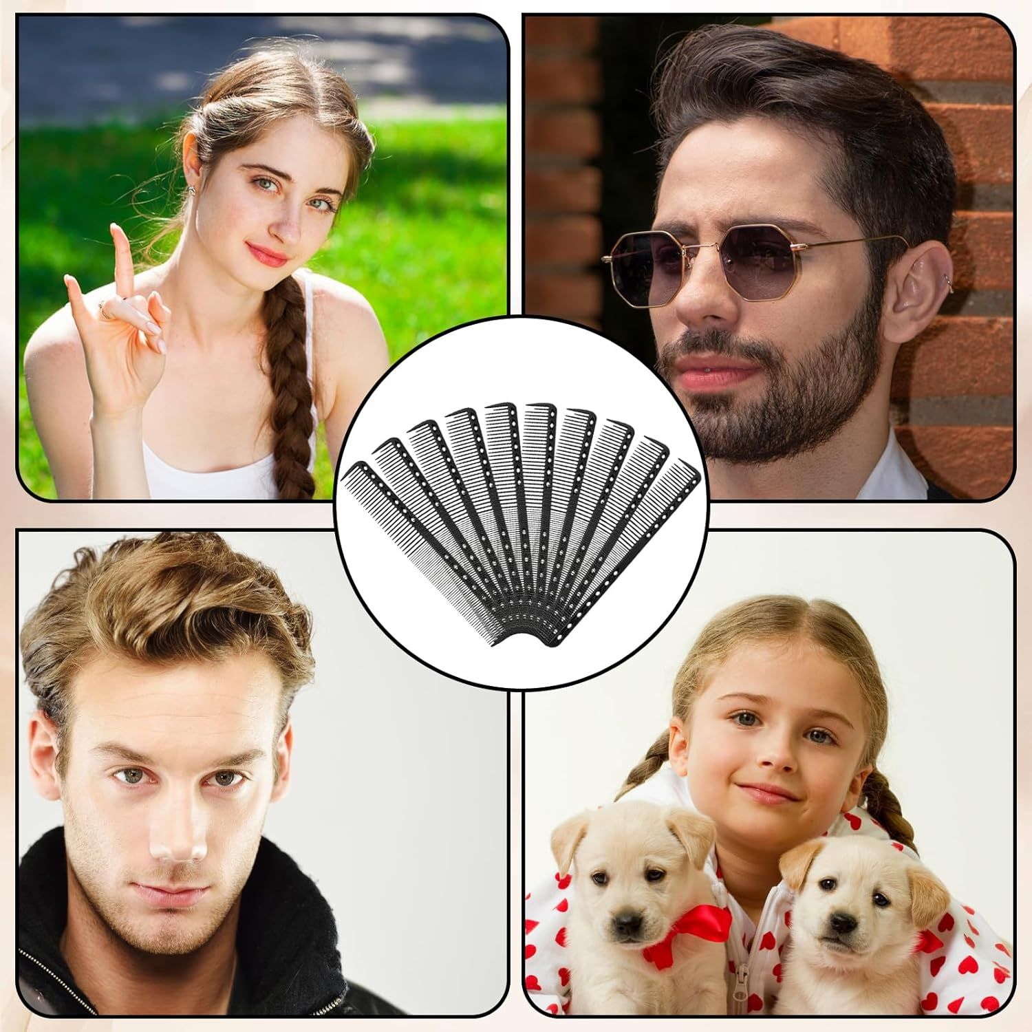 10PCS Cutting Combs for Hair Stylist, Carbon Fiber Hair Combs Fine Tooth Comb Barber Comb Heat Resistant Carbon Fiber Professional Salon Hairdressing for Salon Stylist Men and Women Black - Image 4